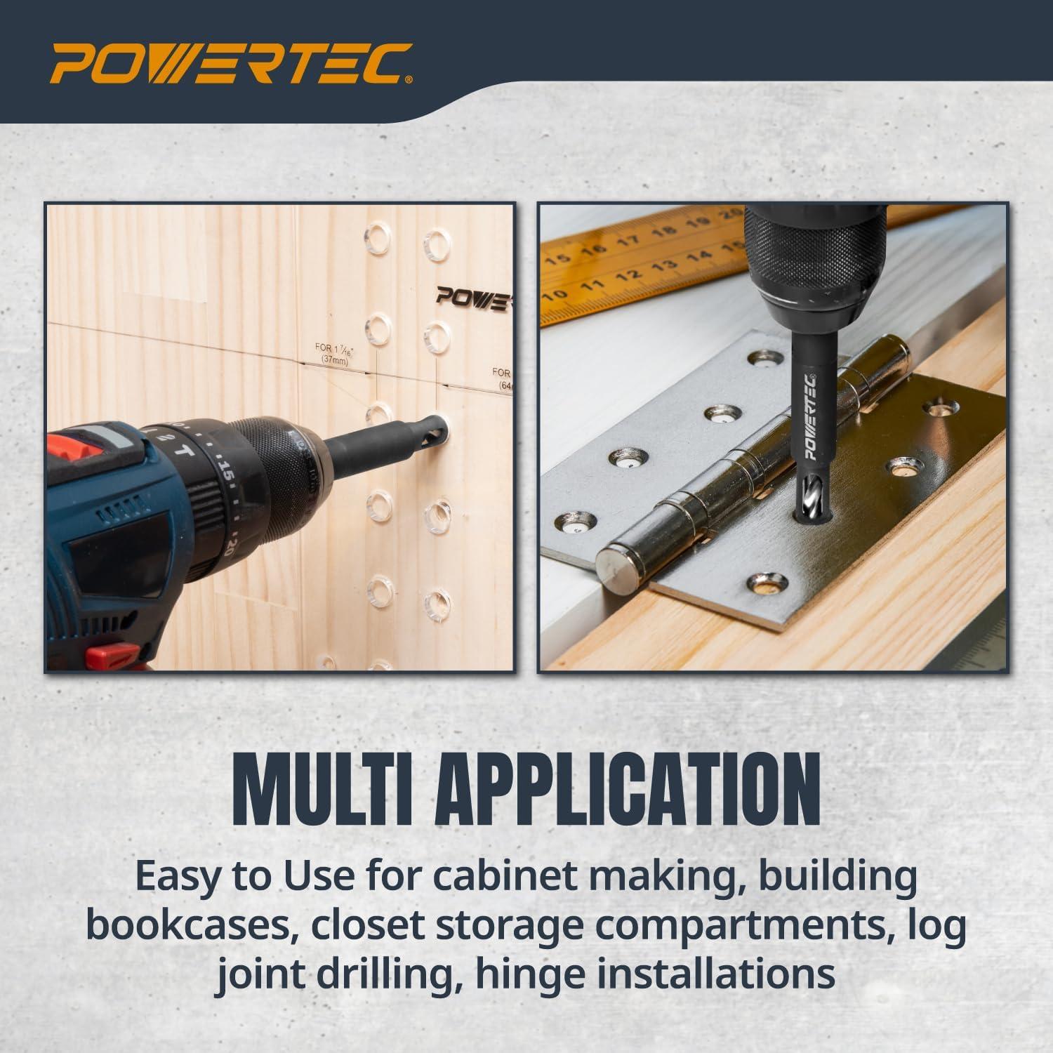 Plantilla de Perforación de Estante POWERTEC con Broca 6.35mm