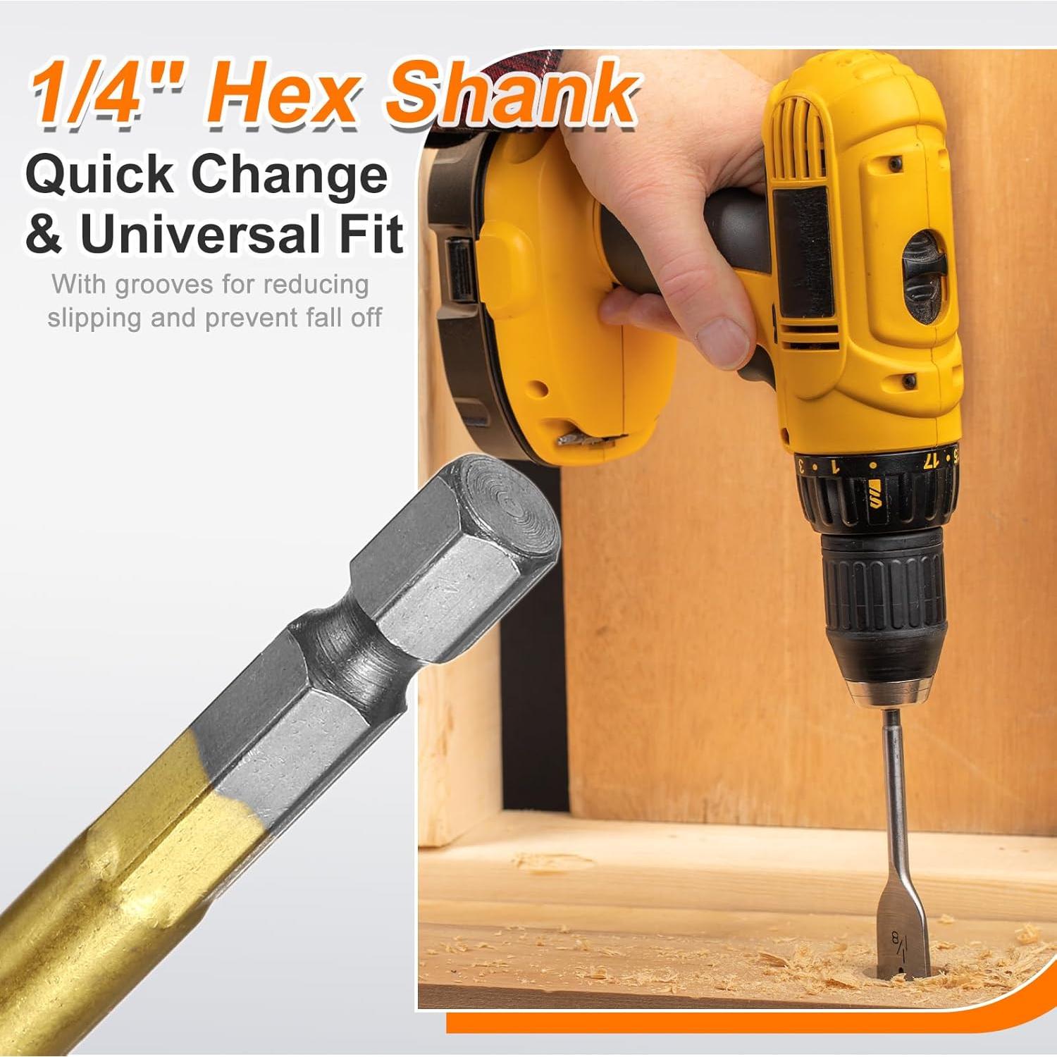 Brocas Planas HARFINGTON 3Pcs 16mm Acero Alto Carbono