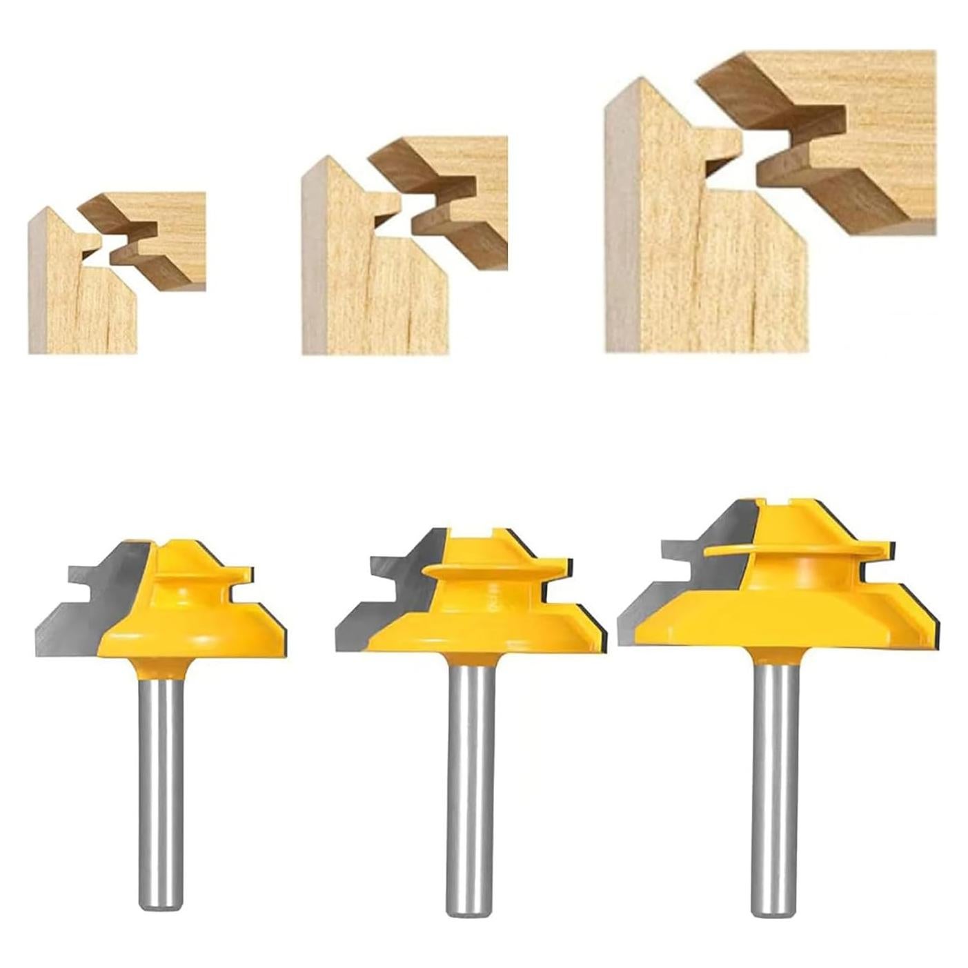 Juego de 3 Fresas de Miter Lock 45° Ozmatip 1/4" (0.64 cm)