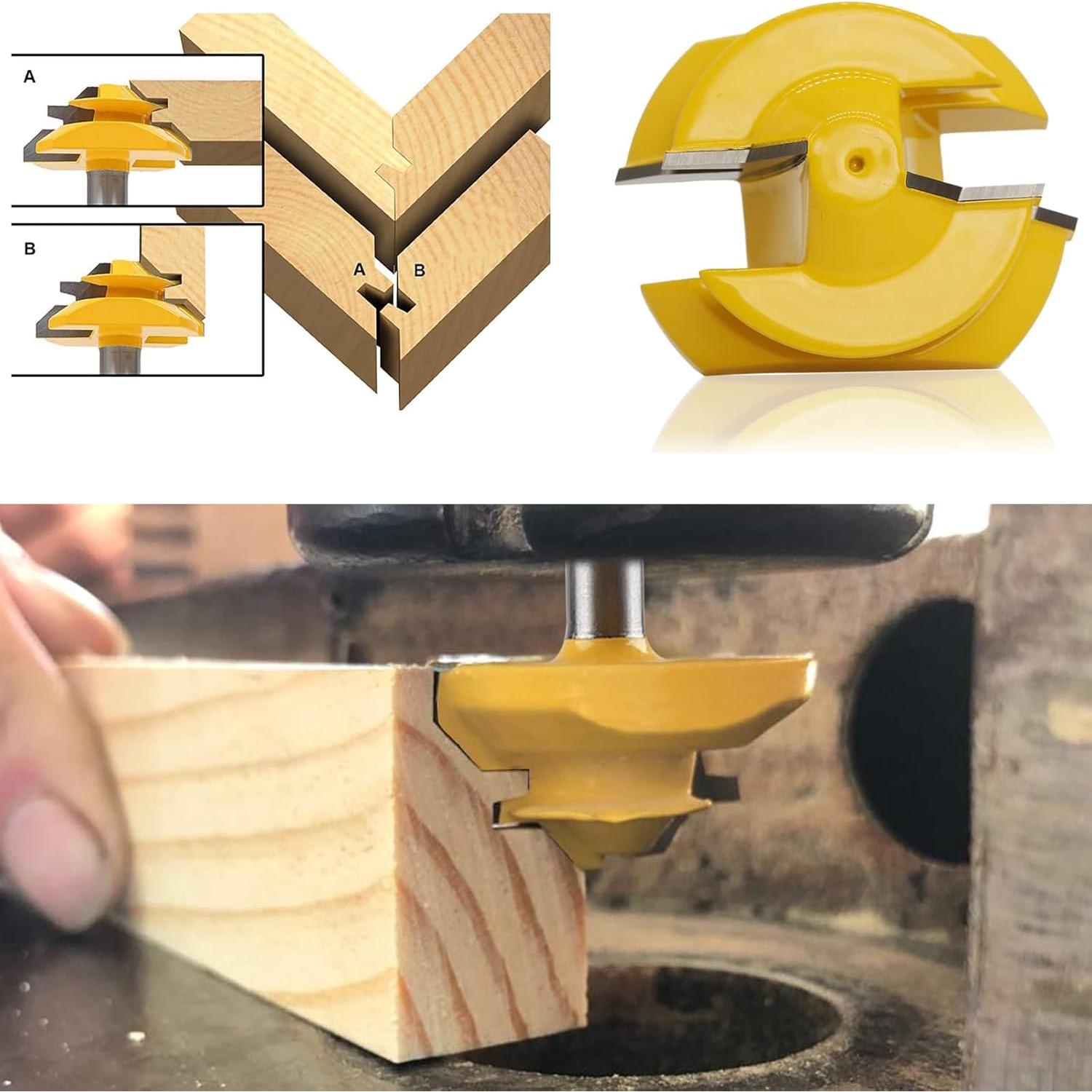 Juego de 3 Fresas de Miter Lock 45° Ozmatip 1/4" (0.64 cm)