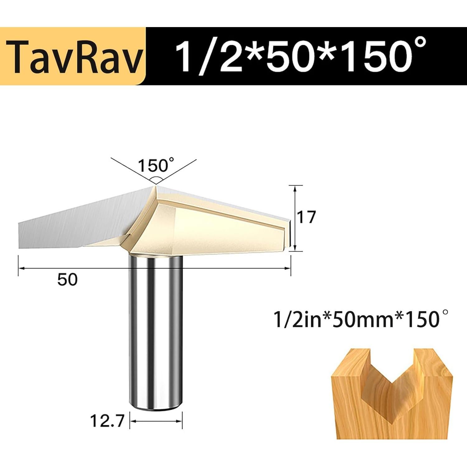 Broca en V 50mm TavRav con punta de carburo para madera