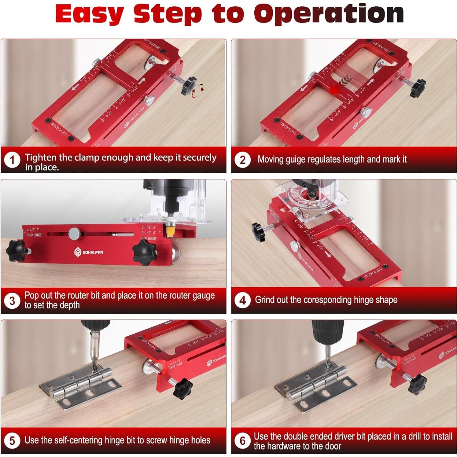 Plantilla de Bisagra de Puerta Gohelper, Aluminio 6061, Ajustable