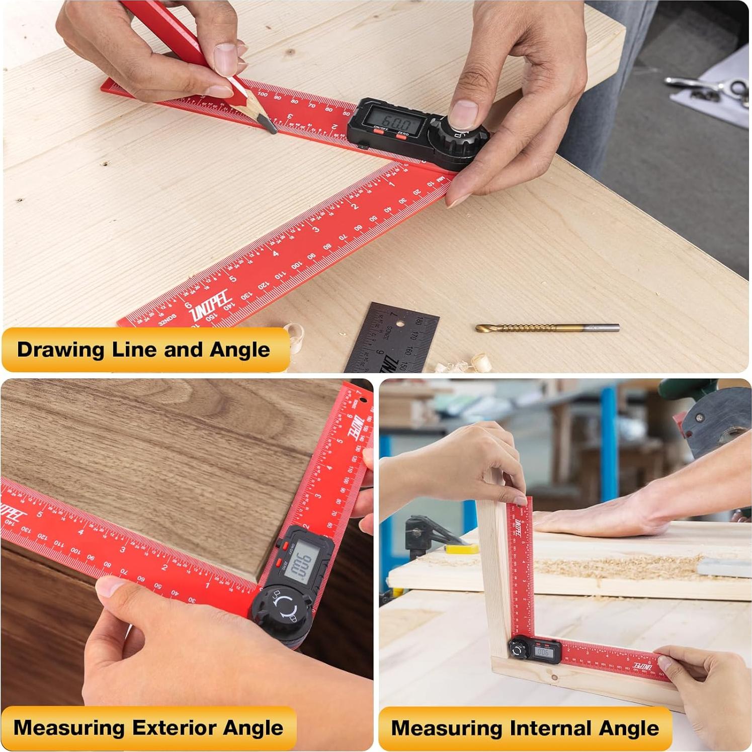 Transportador de Ángulo Digital UNIPEC 200 mm con Pantalla LCD