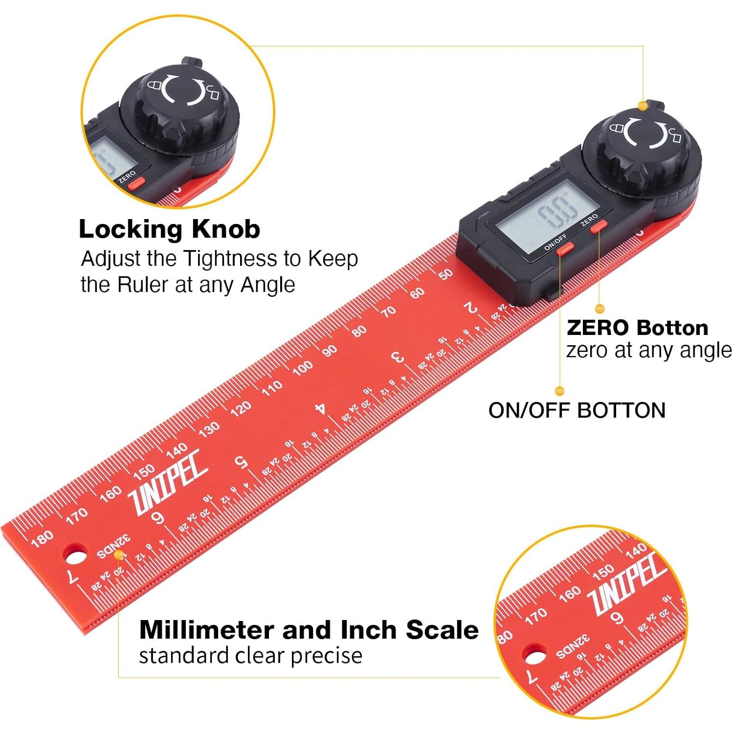 Transportador de Ángulo Digital UNIPEC 200 mm con Pantalla LCD
