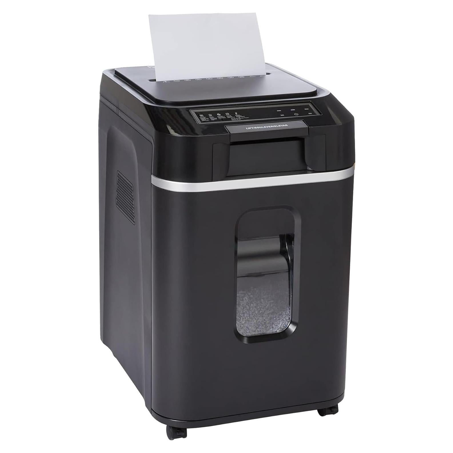 Trituradora de Papel Micro Corte Amazon Basics 200 Hojas Negra