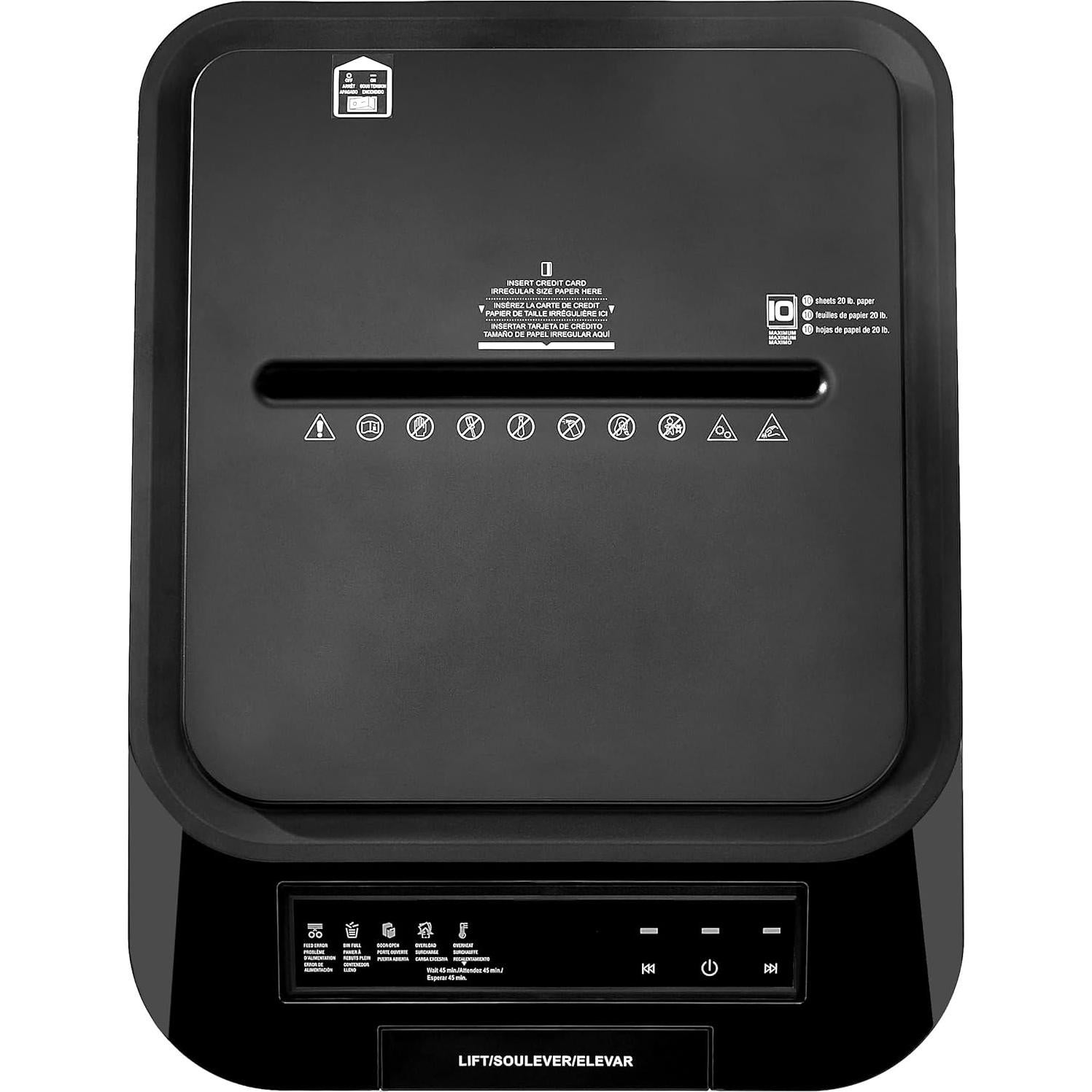 Trituradora de Papel Micro Corte Amazon Basics 200 Hojas Negra