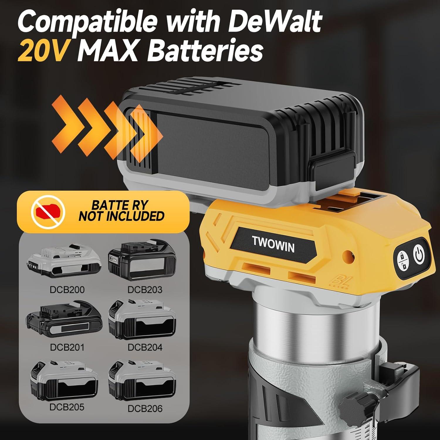 Router Compacto Inalámbrico TwoWin 20V 800W 5 Velocidades