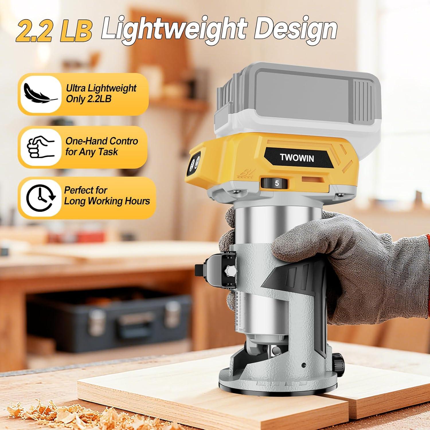 Router Compacto Inalámbrico TwoWin 20V 800W 5 Velocidades