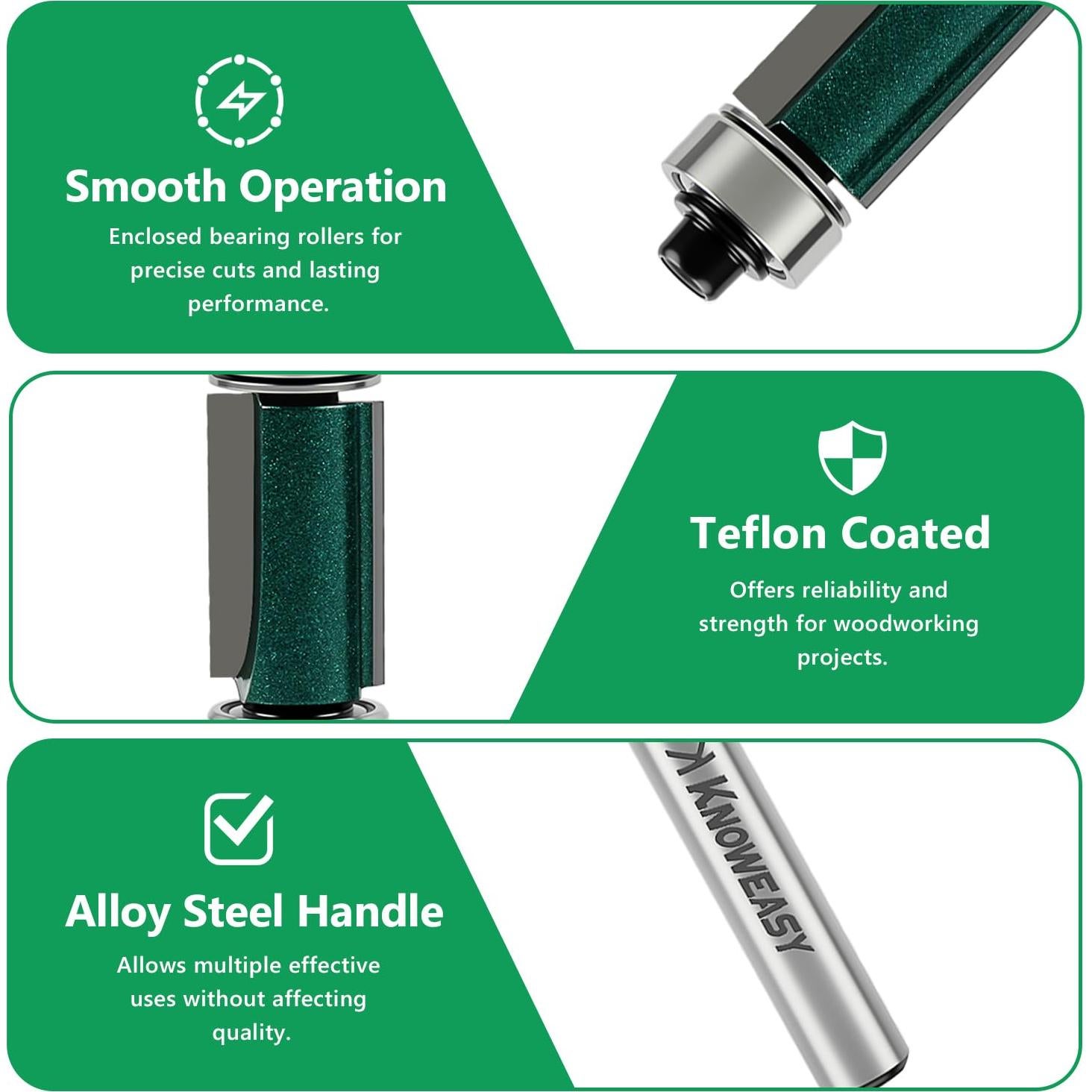 Conjunto de 4 Brocas de Fresado Knoweasy 12.7mm con Rodamiento