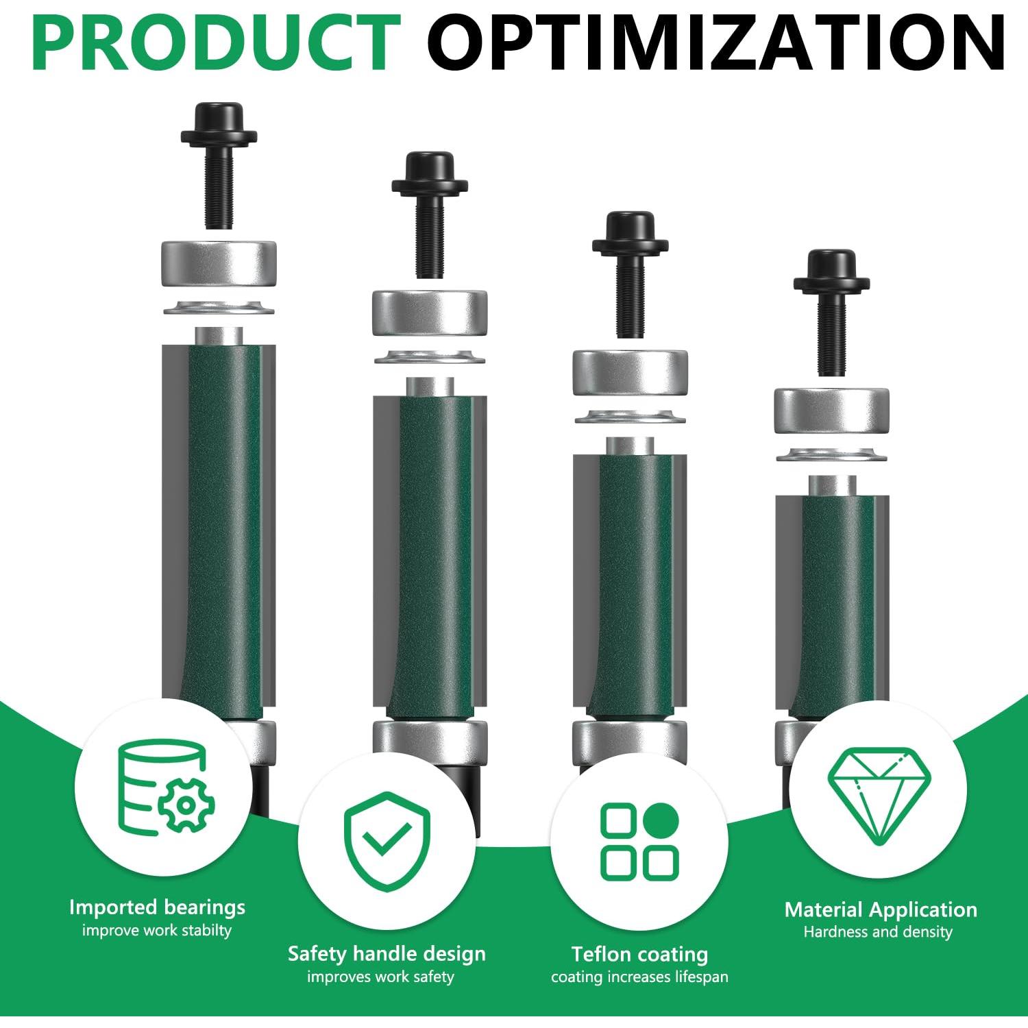 Conjunto de 4 Brocas de Fresado Knoweasy 12.7mm con Rodamiento