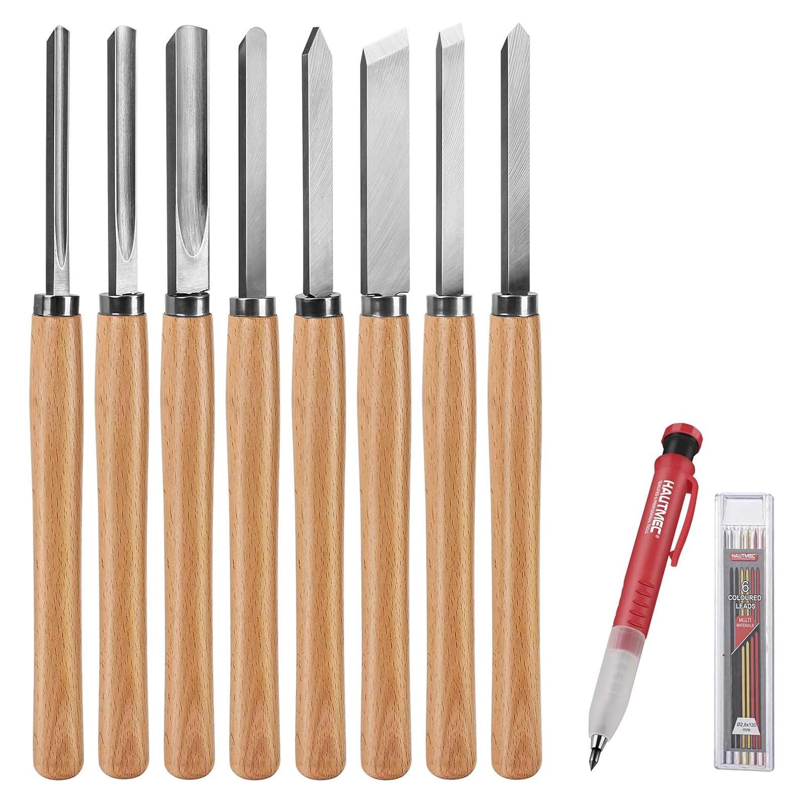 Juego de Cinceles de Torneado de Madera HAUTMEC 8 Piezas