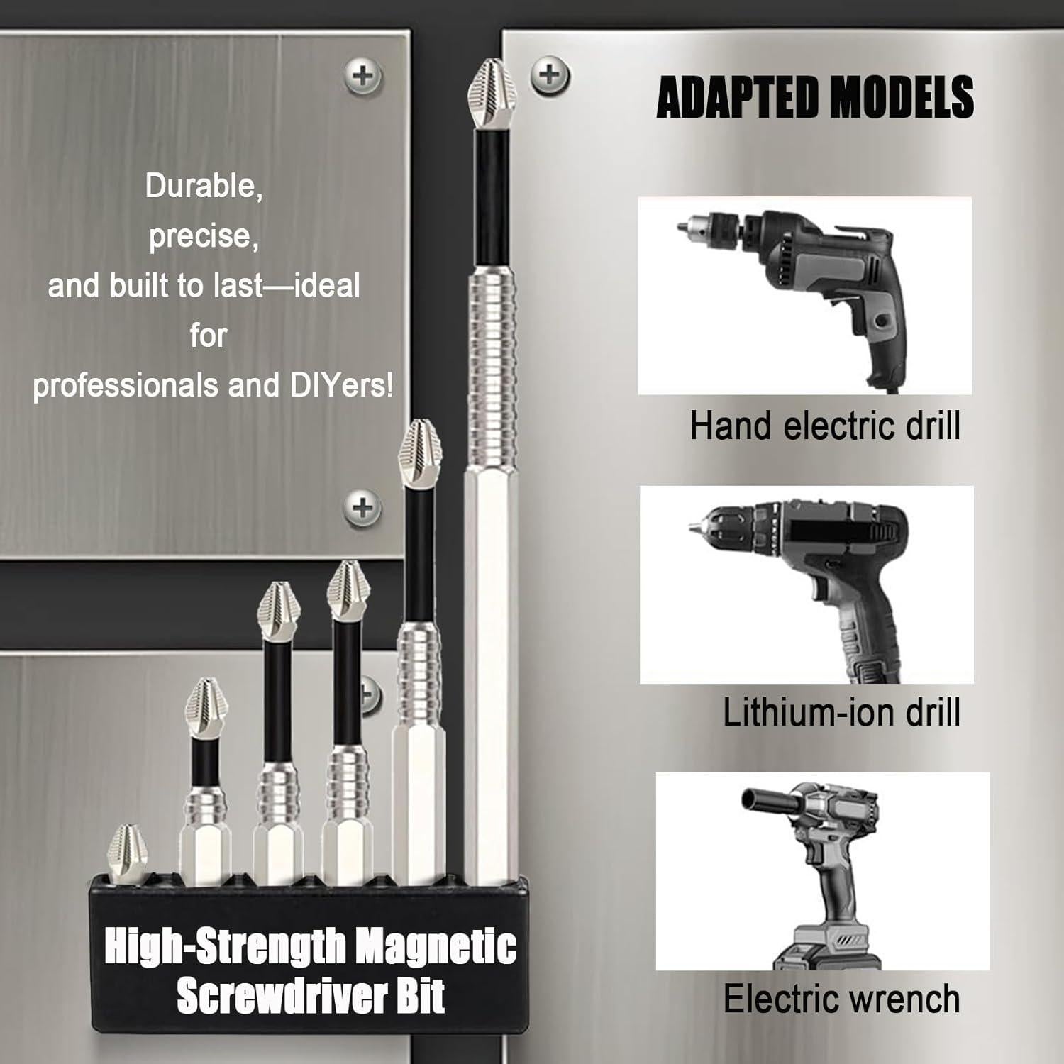 Juego de Puntas Magnéticas de Acero Vanadio 12 Piezas 25-150mm