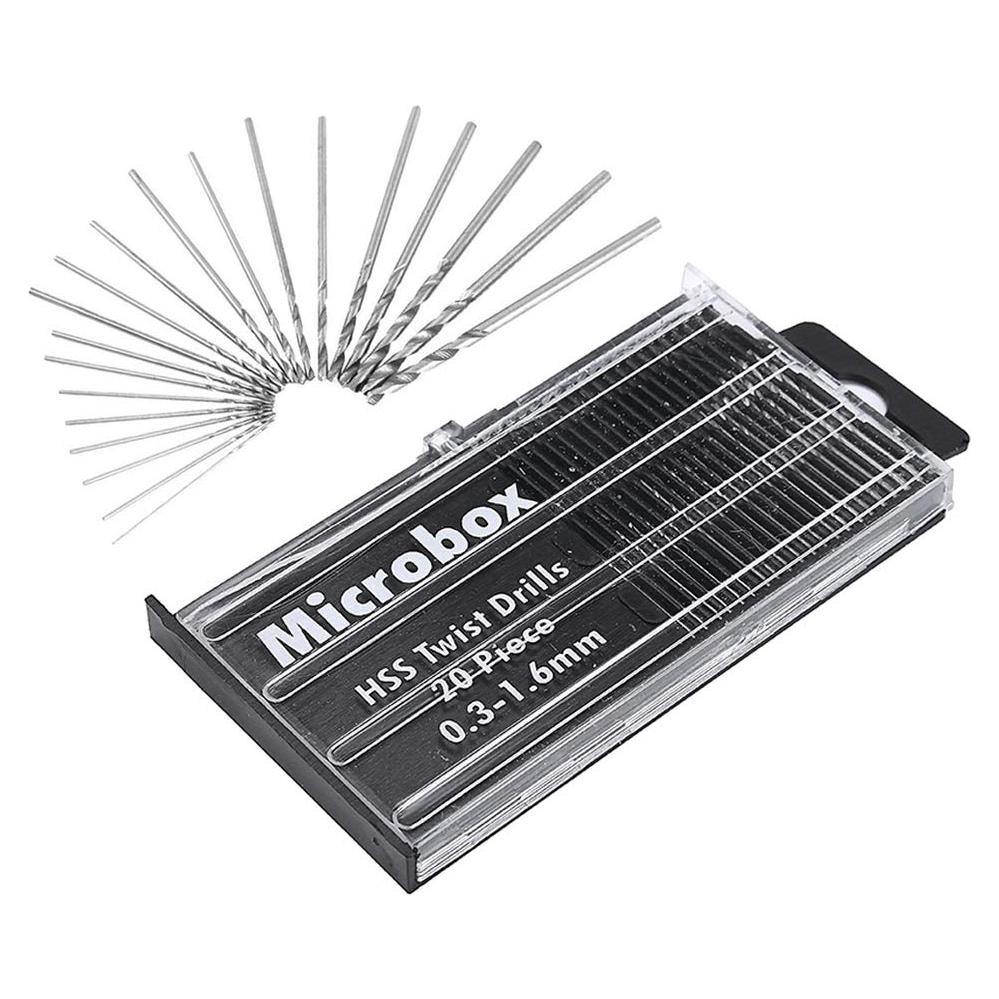 Juego de Brocas Mini Micro Mesee 20 Piezas 0.3-1.6mm HSS