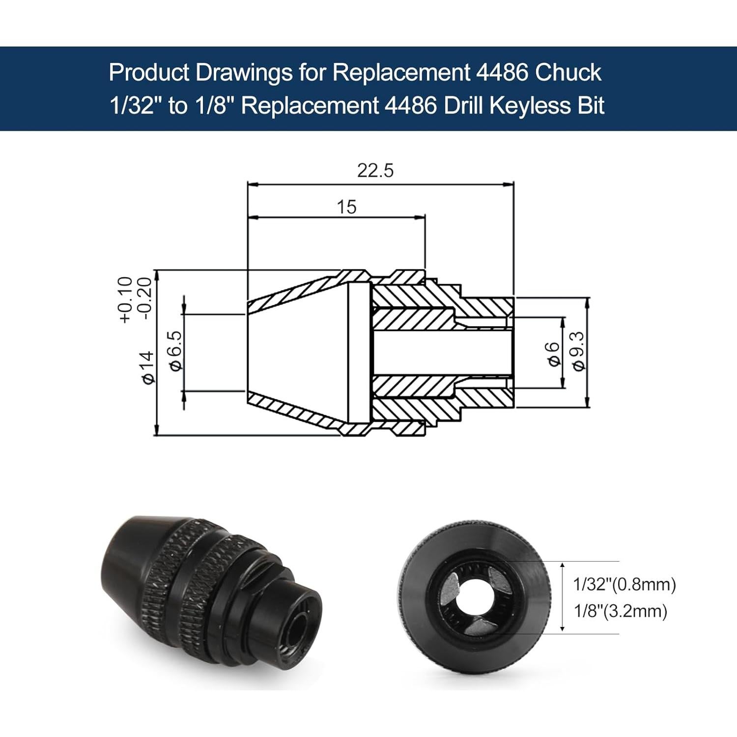 Juego de Mandriles Sin Llave Hozly 0.8-3.2mm Accesorios