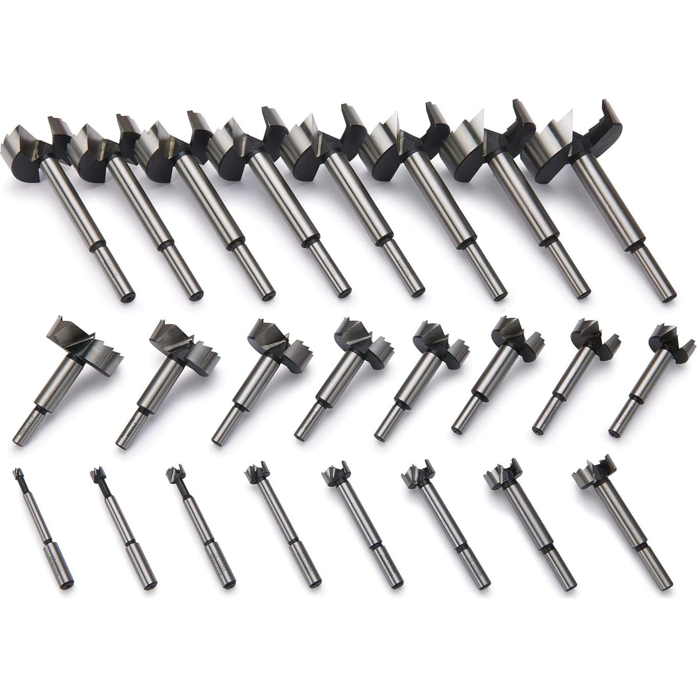 Juego de Brocas Forstner Woodriver 24 Piezas Acero 0.64 a 7.94 cm