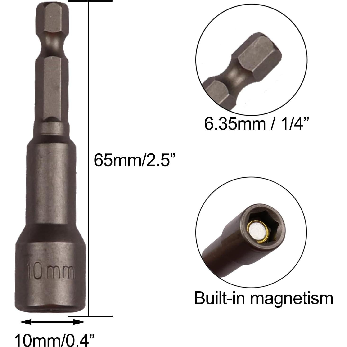 Conjunto de Brocas Magnéticas Sipery 10mm para Tuercas 5Pcs