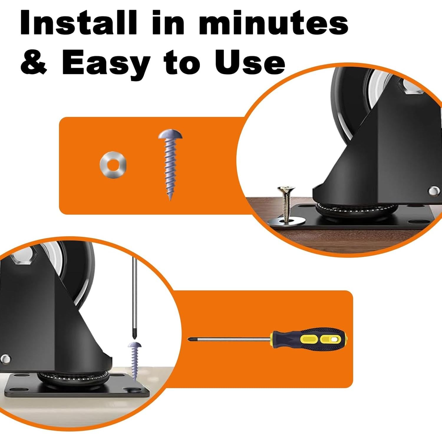 Ruedas de Caster 2" MSH&HCE con Bloqueo - 272kg, Juego de 4