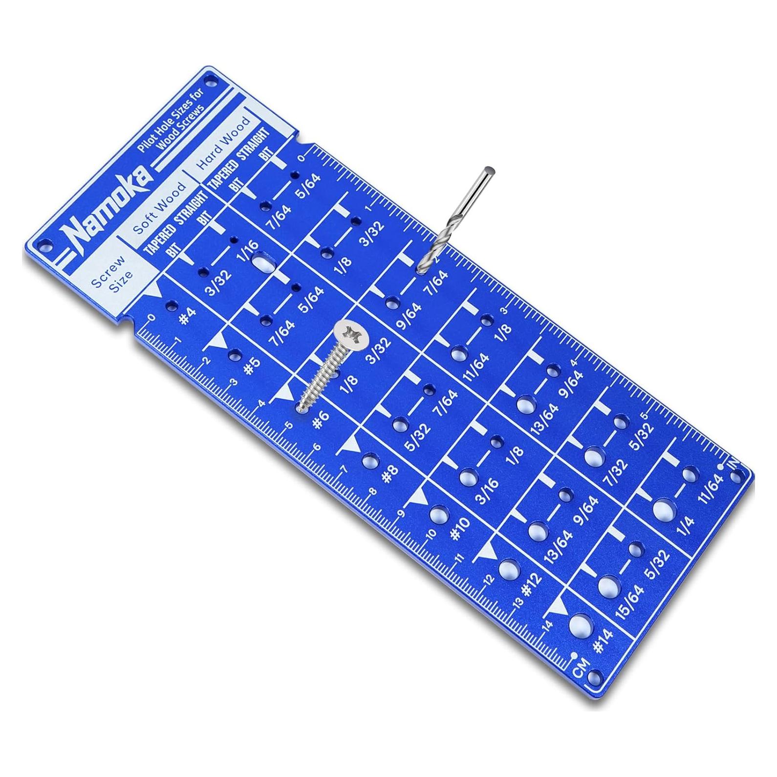 Tabla de Tamaños de Tornillos y Medidor de Brocas Namoka 15cm