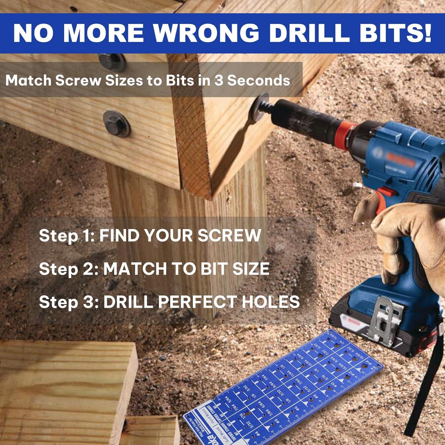 Tabla de Tamaños de Tornillos y Medidor de Brocas Namoka 15cm