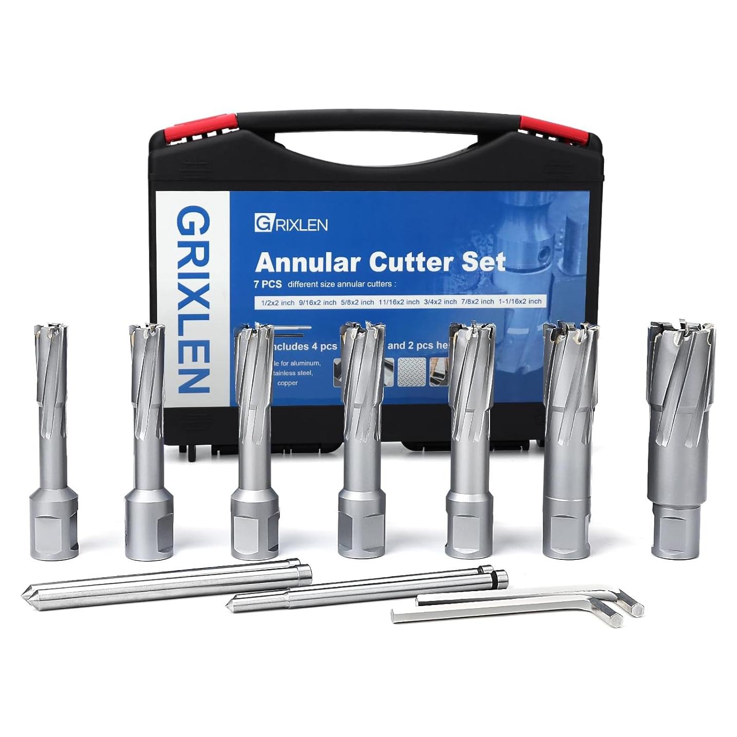 Juego de 7 Cortadores Anulares GRIXLEN 13mm a 27mm para Acero