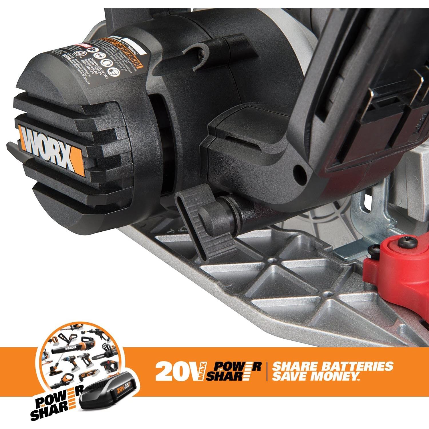 Sierra Circular Inalámbrica Worx WX530L 20V 6.5" ExacTrack