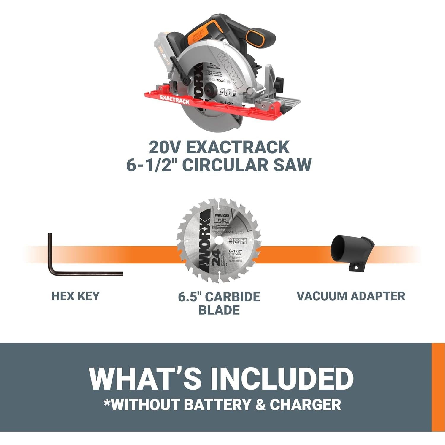 Sierra Circular Inalámbrica WORX 20V 6-1/2" Exactrack WX530L.9