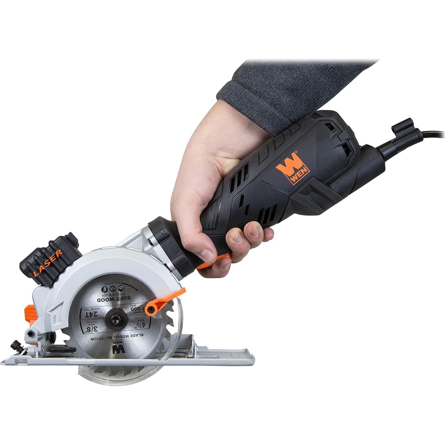 Sierra Circular Compacta WEN 3625 5A 115mm con Laser y Estuche