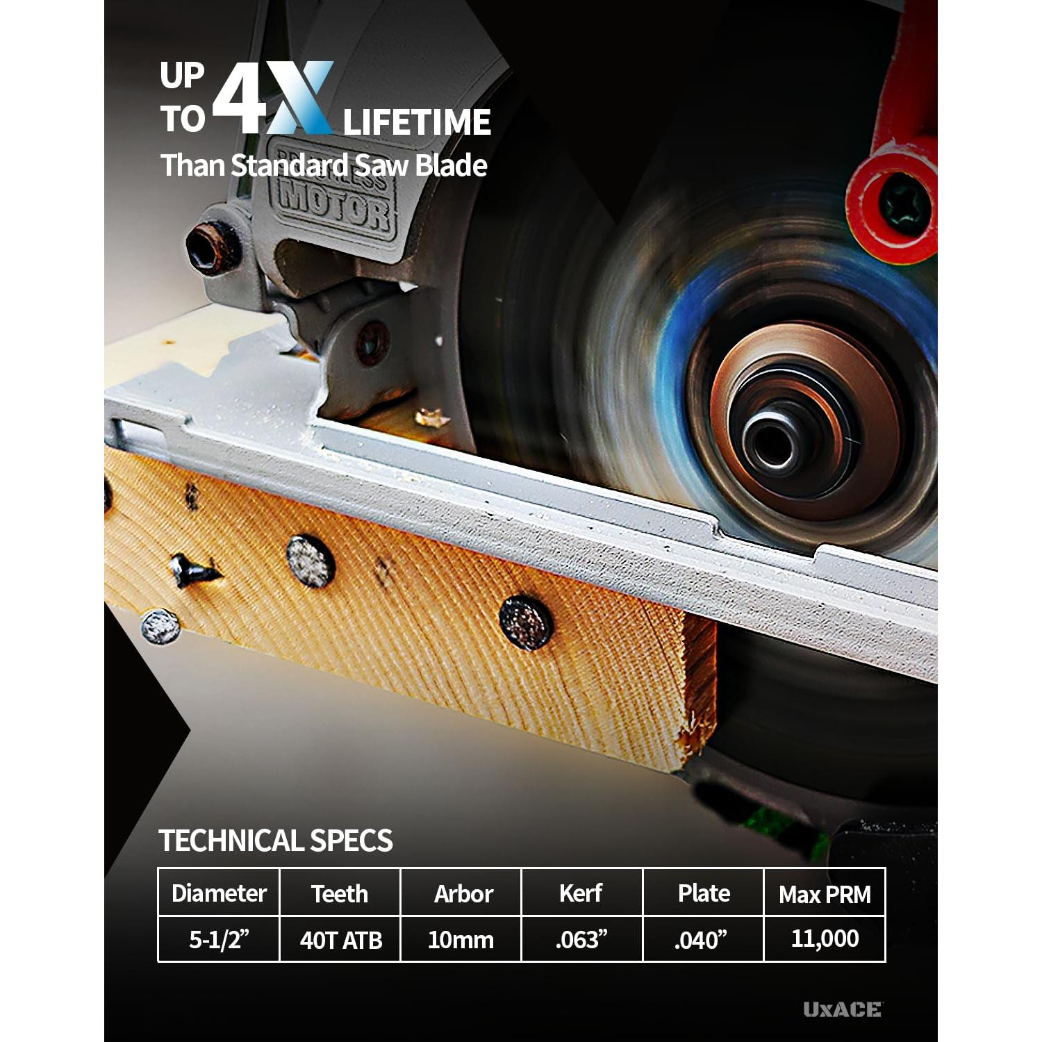 Hoja de Sierra Circular UXACE 13.97 cm 40 Dientes Carburo 2 Pcs