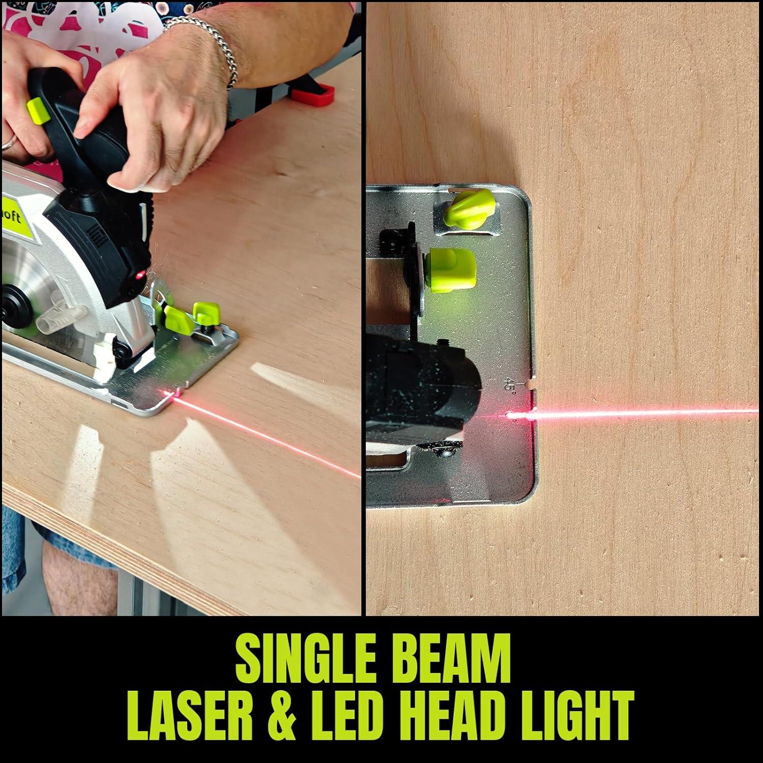 Sierra Circular Inalámbrica YOWMOFT 20V 6.5" Sin Escobillas