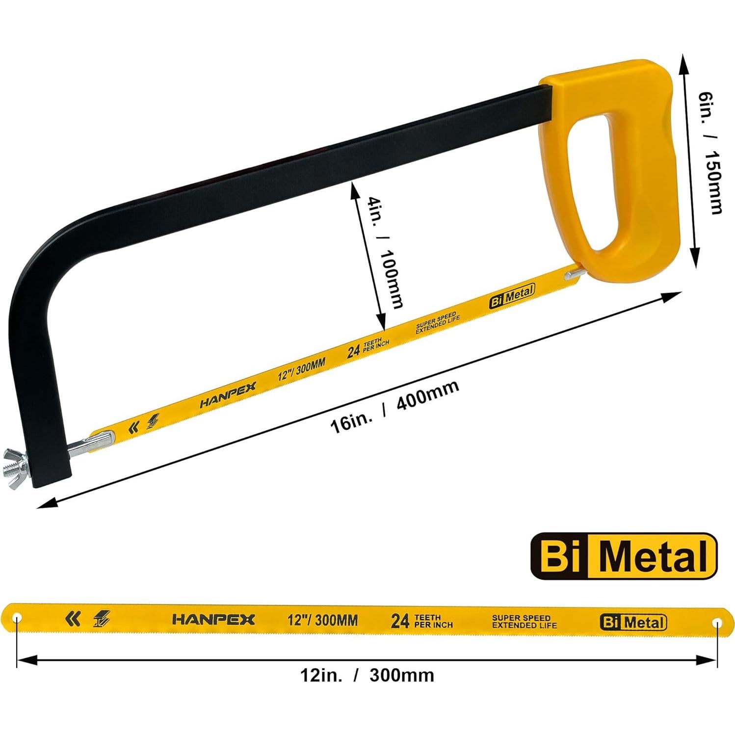 Sierra de arco Hanpex 30.48 cm bi-metal 24 TPI para metal