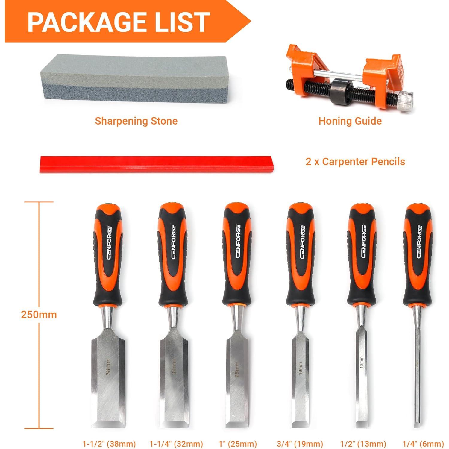 Juego de Formones de Madera CENFORGE 10 Piezas 6 Tamaños