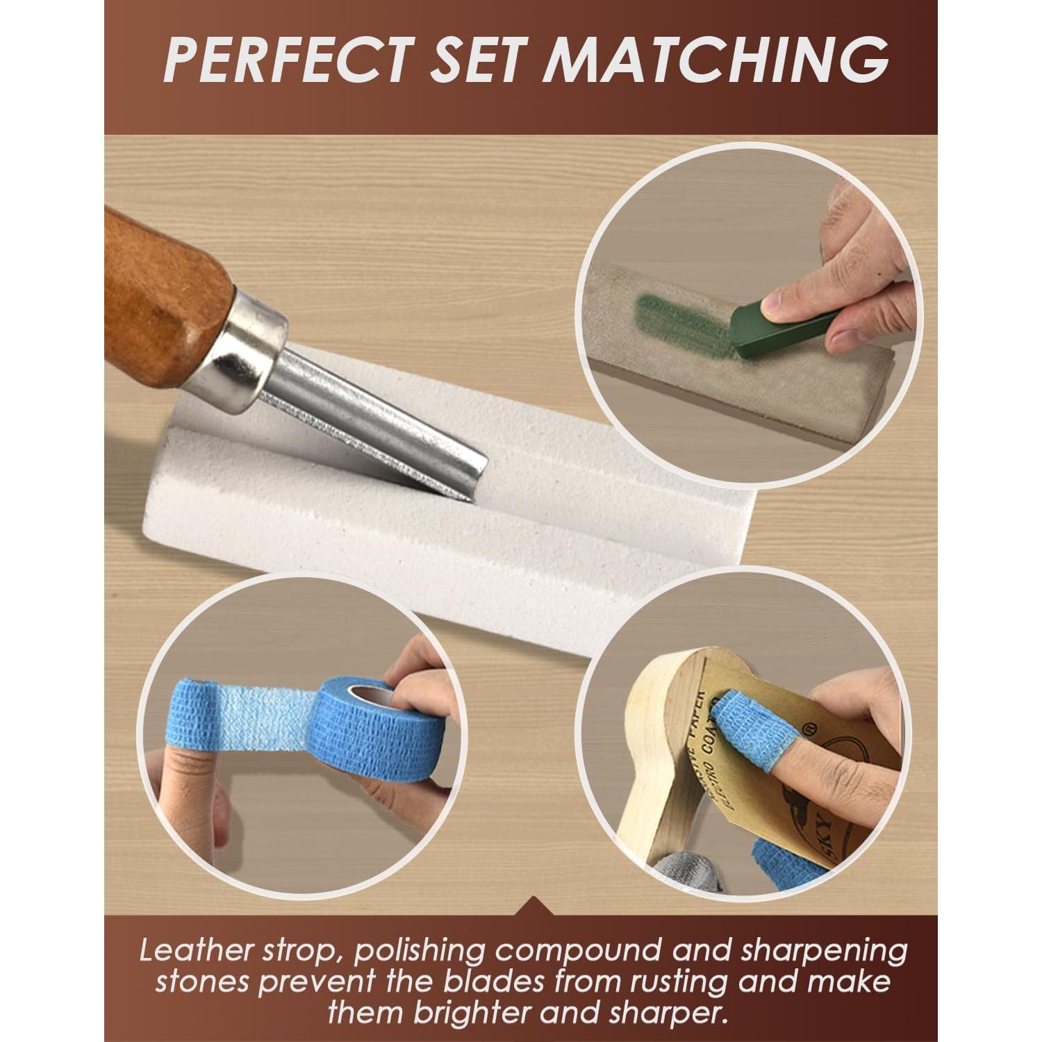 Kit de Tallado en Madera Bluvizo 25 en 1 con Estuche de Cuero