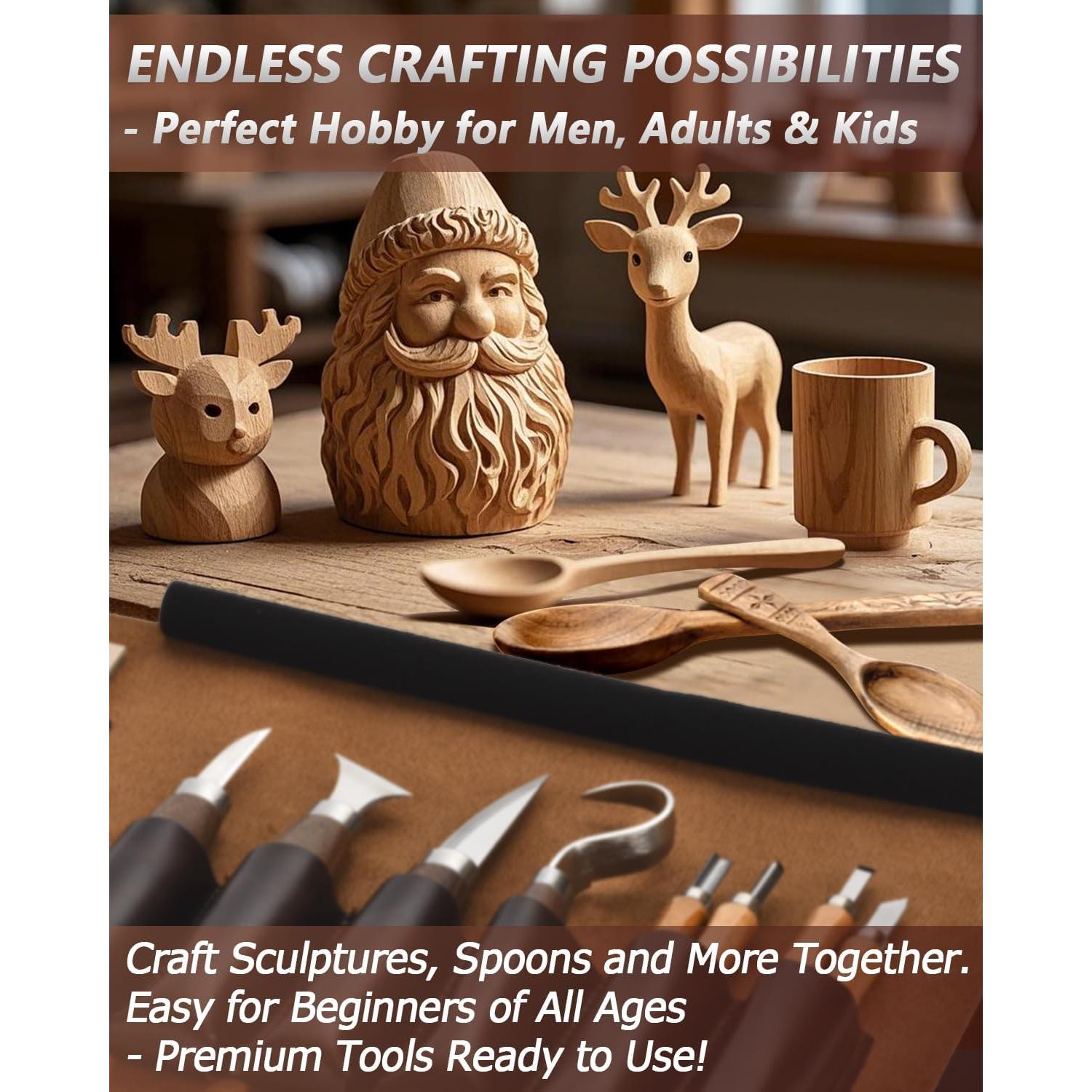 Kit de Tallado en Madera Bluvizo 25 en 1 con Estuche de Cuero