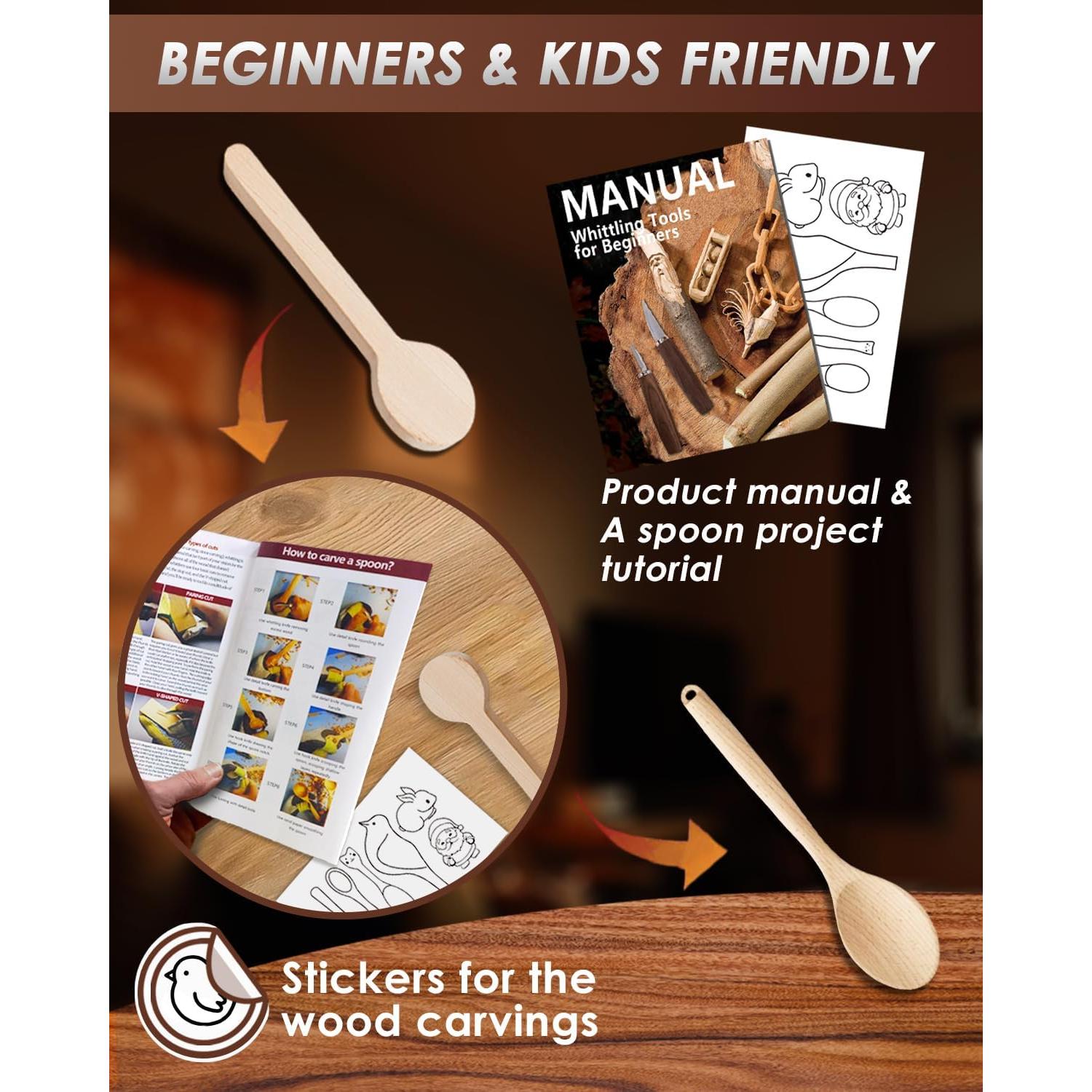 Kit de Tallado en Madera Bluvizo 25 en 1 con Estuche de Cuero