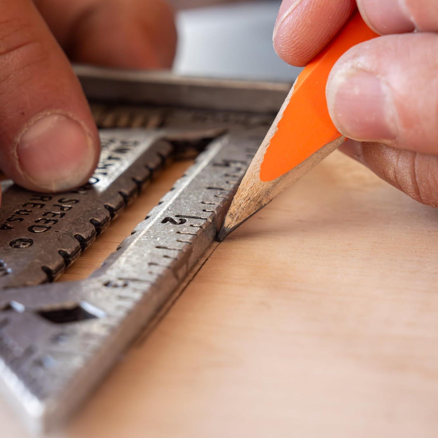 Kit de Lápices de Carpintero Oriole Tools - 15 Lápices Planos, Sacapuntas y Contenedor