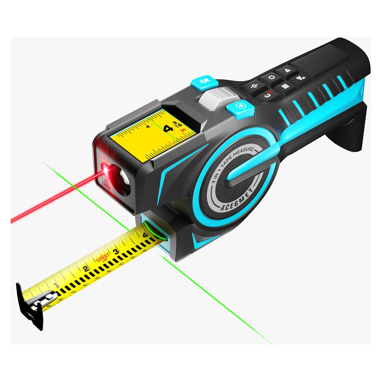 Cinta Métrica Digital ACEGMET DTX10 con Láser Verde 100.58m