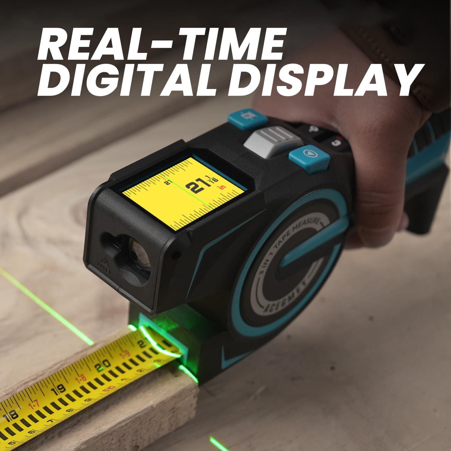 Cinta Métrica Digital ACEGMET DTX10 con Láser Verde 100.58m