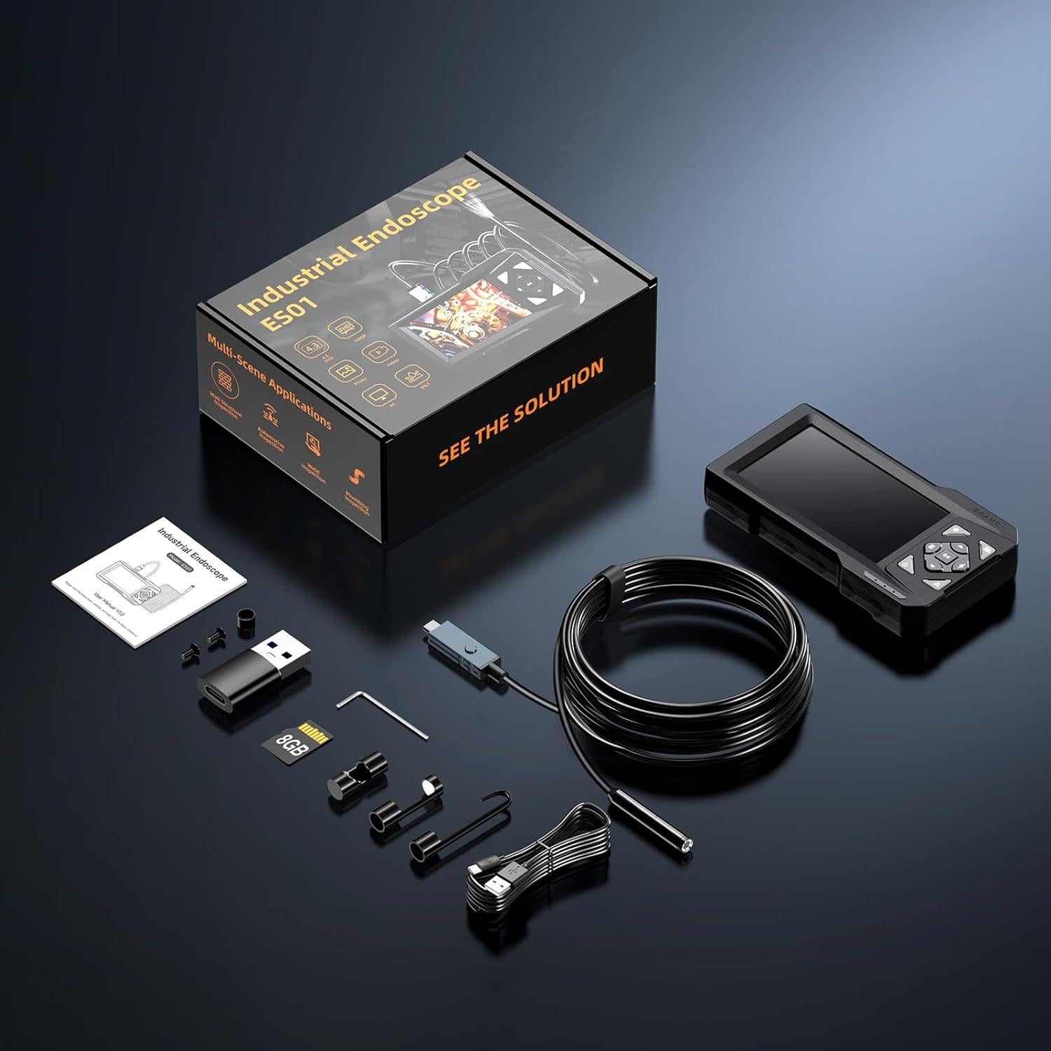 Endoscopio Industrial Hayve ES01 4.3" HD IP67 5m LED 32GB