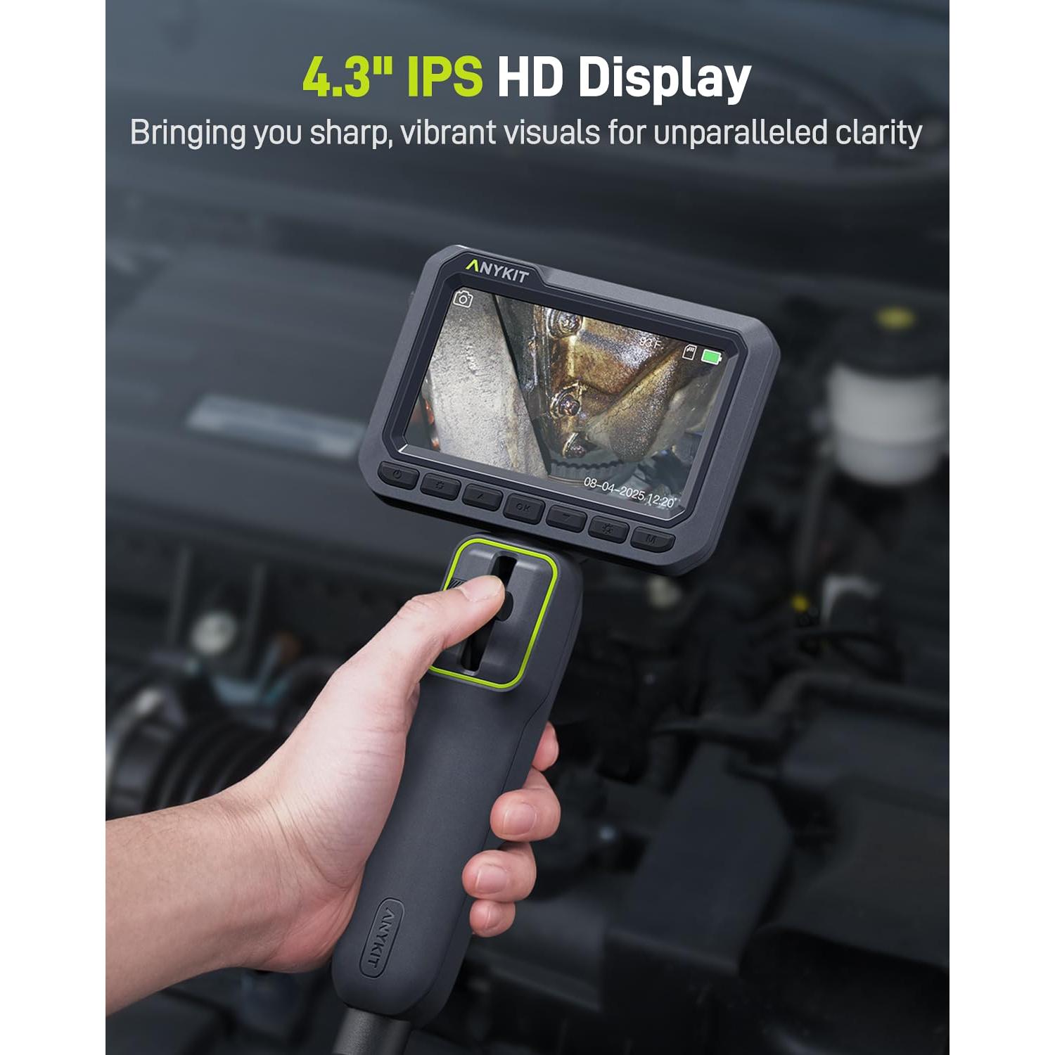 Cámara Borescope Anykit 4.3" HD Articulada 210° 1.2m