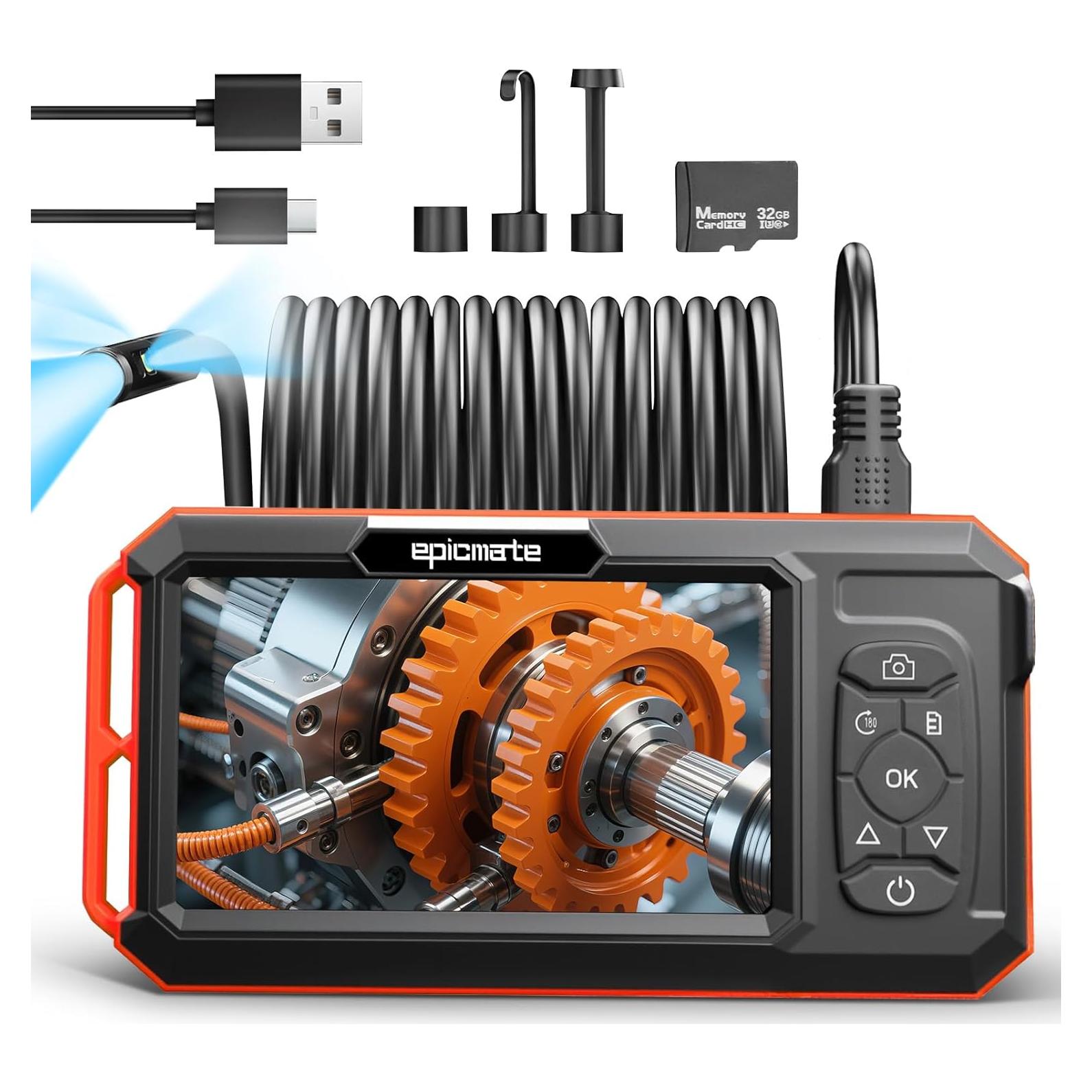 Borescopio Epicmate Triple Lente 1920P Pantalla 5" 15m IP67