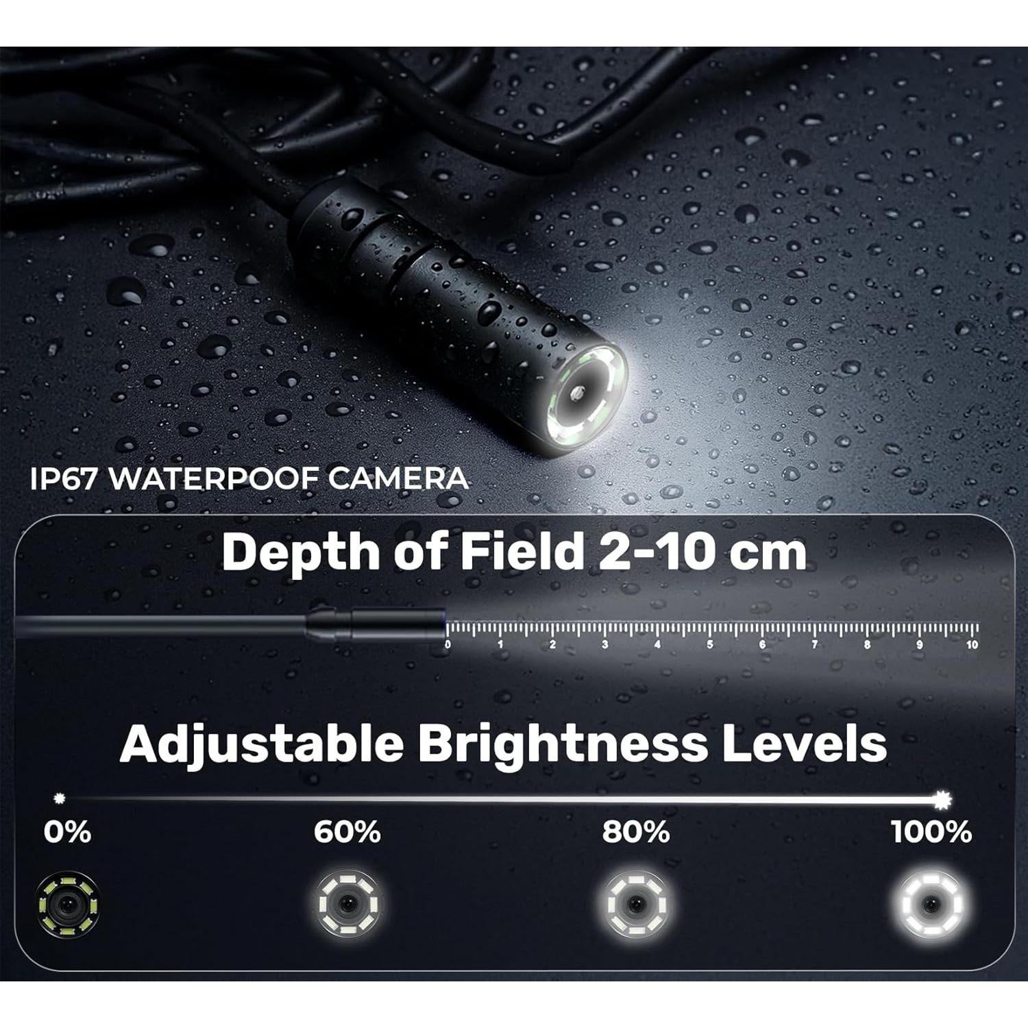 Cámara Endoscopio Amylac 5m IP67 1080P con Luz 4.3"