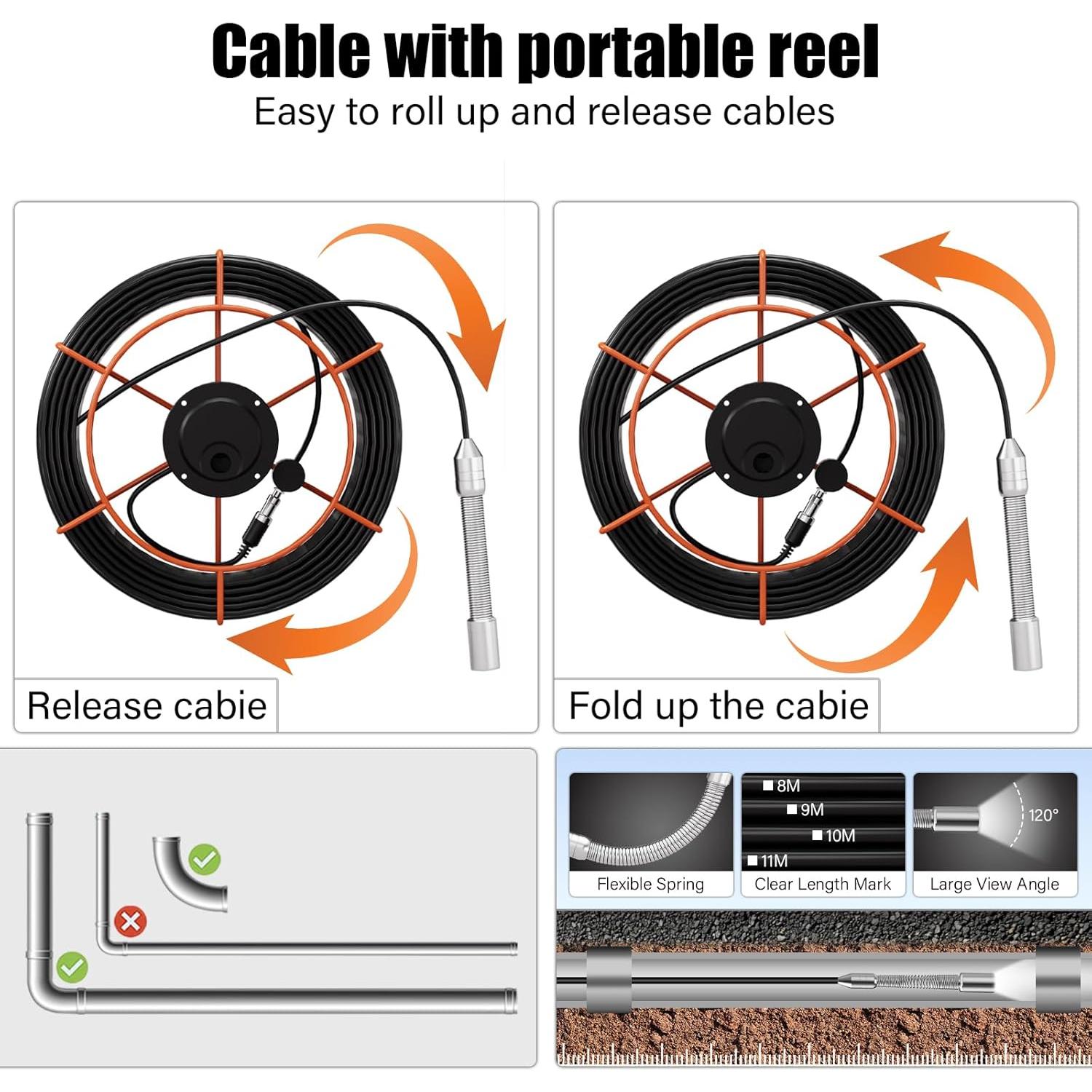 Cámara de Alcantarillado ESANHAO 30M HD 1000TVL 4.3" IPS