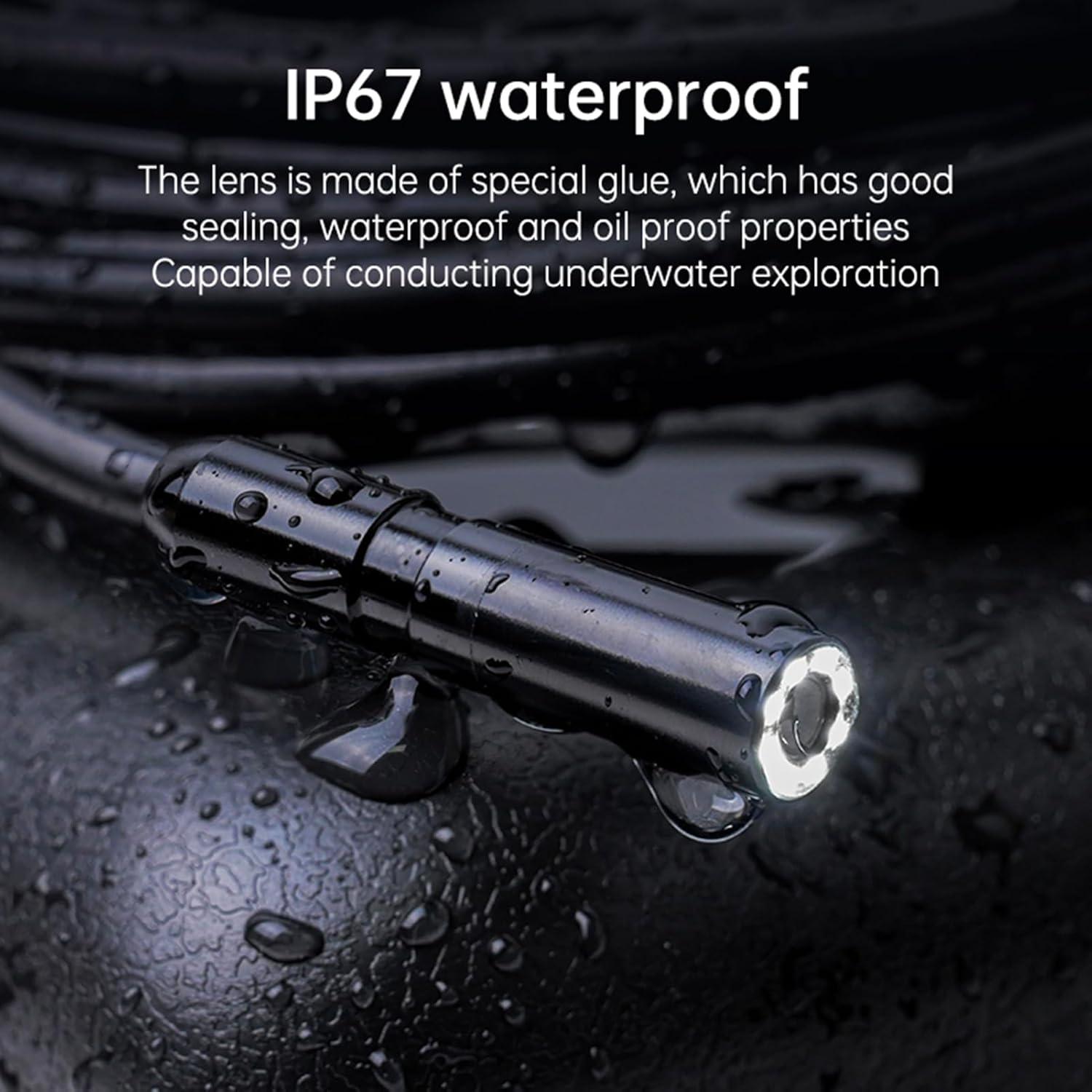 Dual Lens Endoscope Camera with 8 LED Lights, Inspection Borescope Camera with 4.3" IPS 1080P HD Screen, 16.4FT Semi-Rigid Cord Cable Bore Scope, IP67 Waterproof for Sewer Car Wall Plumbing HVAC