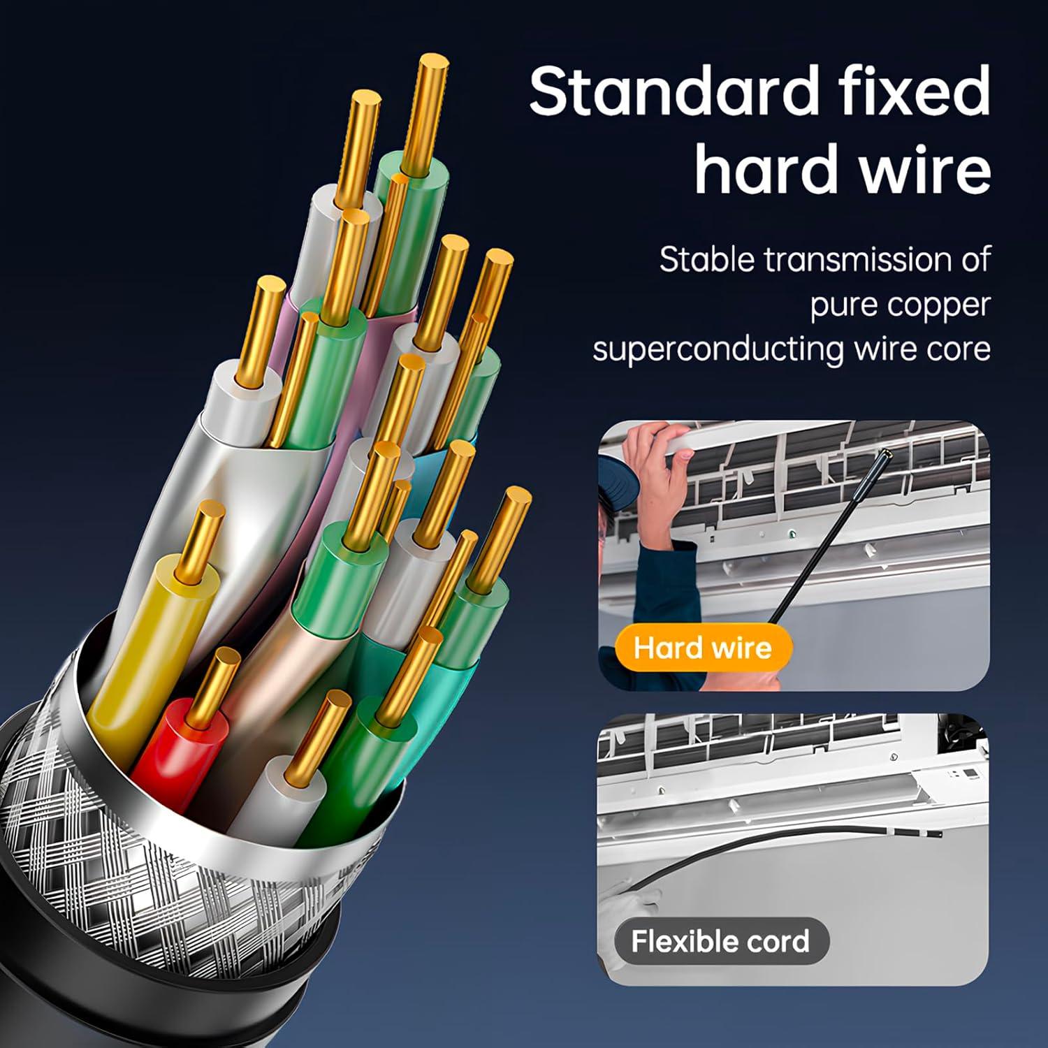 Dual Lens Endoscope Camera with 8 LED Lights, Inspection Borescope Camera with 4.3" IPS 1080P HD Screen, 16.4FT Semi-Rigid Cord Cable Bore Scope, IP67 Waterproof for Sewer Car Wall Plumbing HVAC