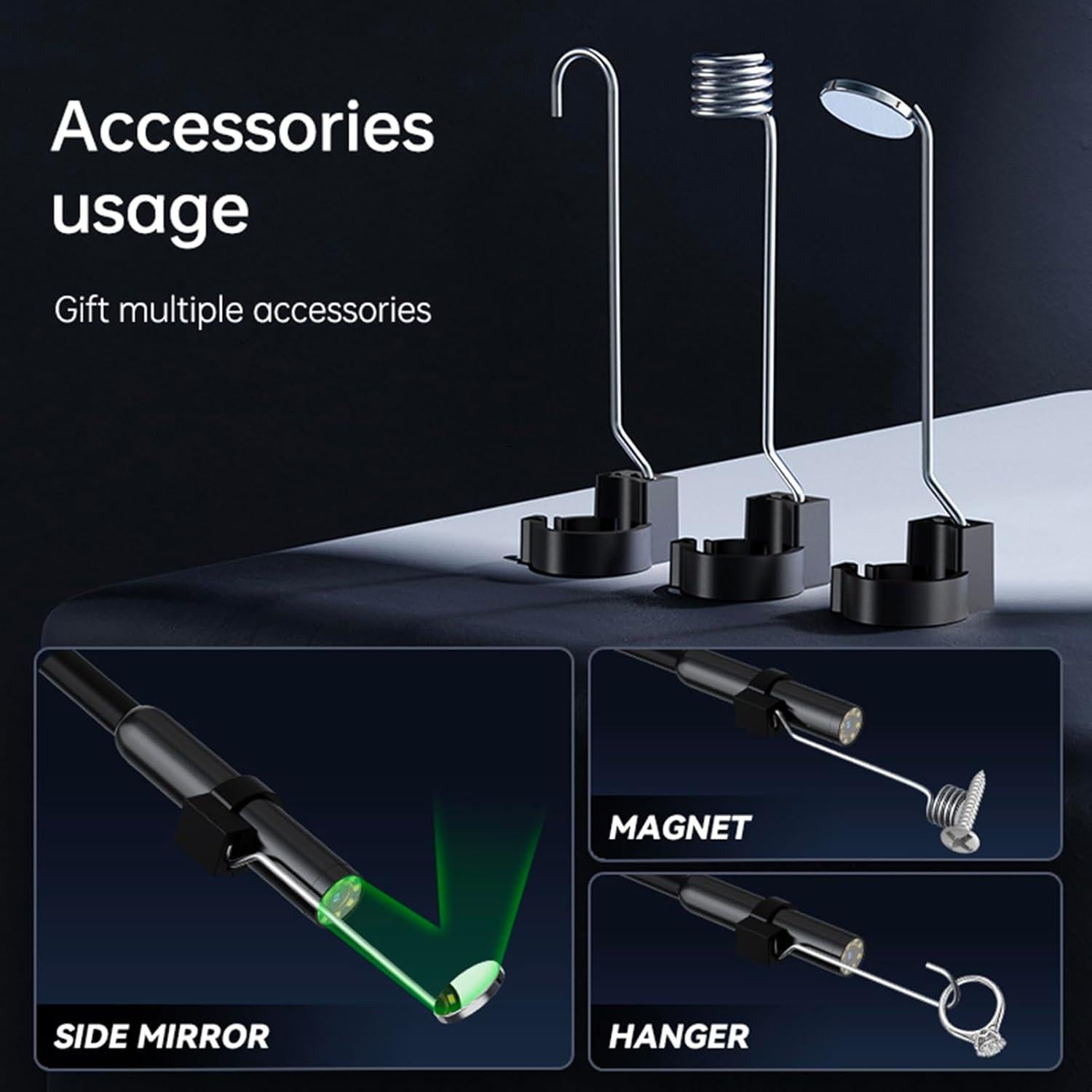 Dual Lens Endoscope Camera with 8 LED Lights, Inspection Borescope Camera with 4.3" IPS 1080P HD Screen, 16.4FT Semi-Rigid Cord Cable Bore Scope, IP67 Waterproof for Sewer Car Wall Plumbing HVAC