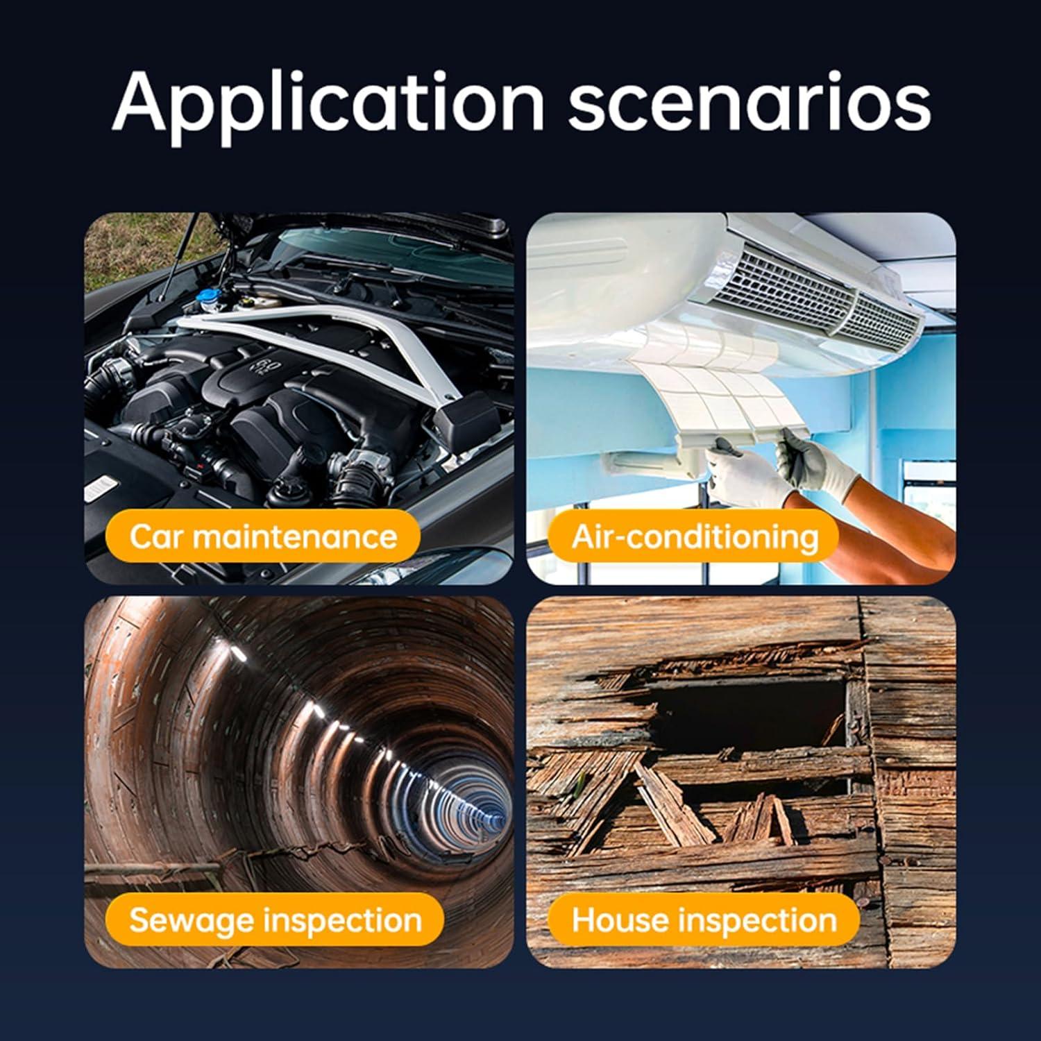 Dual Lens Endoscope Camera with 8 LED Lights, Inspection Borescope Camera with 4.3" IPS 1080P HD Screen, 16.4FT Semi-Rigid Cord Cable Bore Scope, IP67 Waterproof for Sewer Car Wall Plumbing HVAC