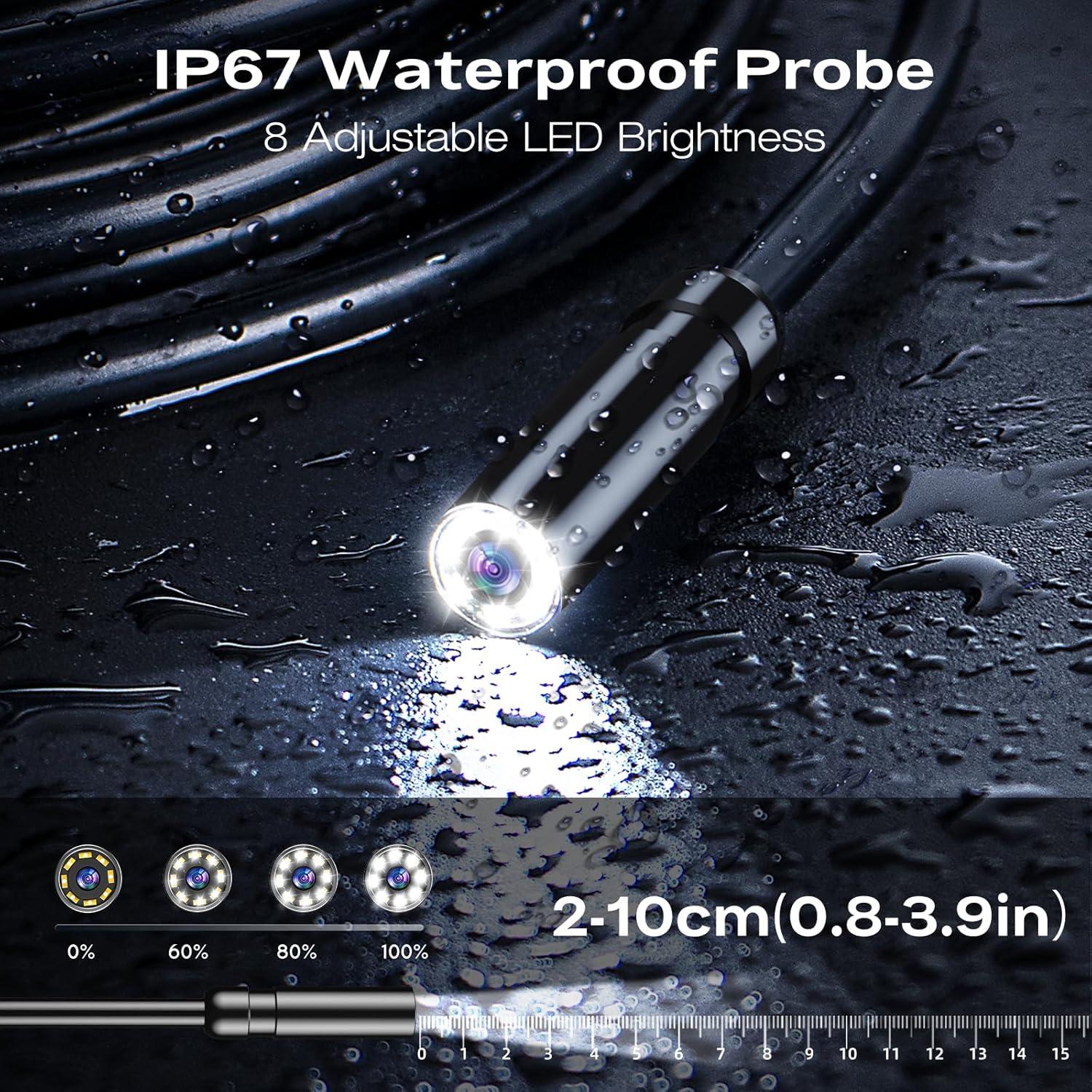 Cámara Endoscopio AukonVee 1920P HD 50FT IP67 Luz LED