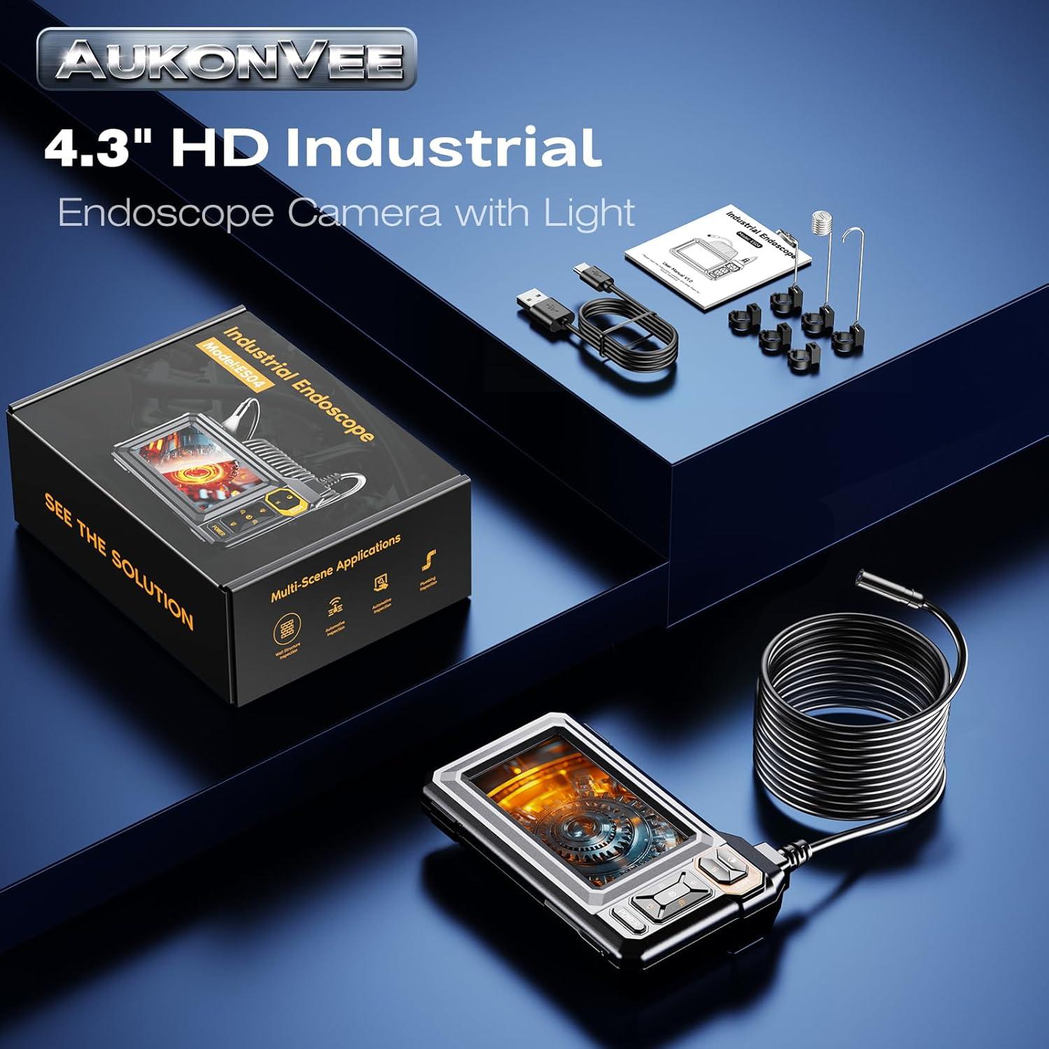 Cámara Endoscopio AukonVee 1920P HD 50FT IP67 Luz LED