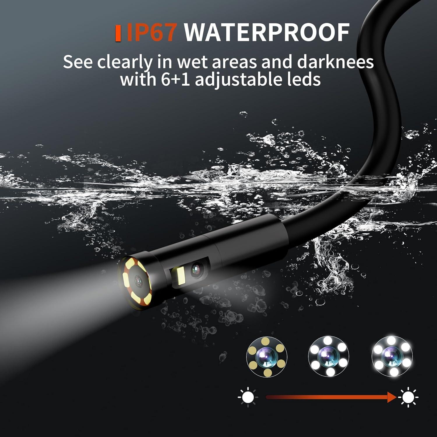 Cámara de Borescopio NIDAGE 1920P HD IP67 3.5m Doble Lente