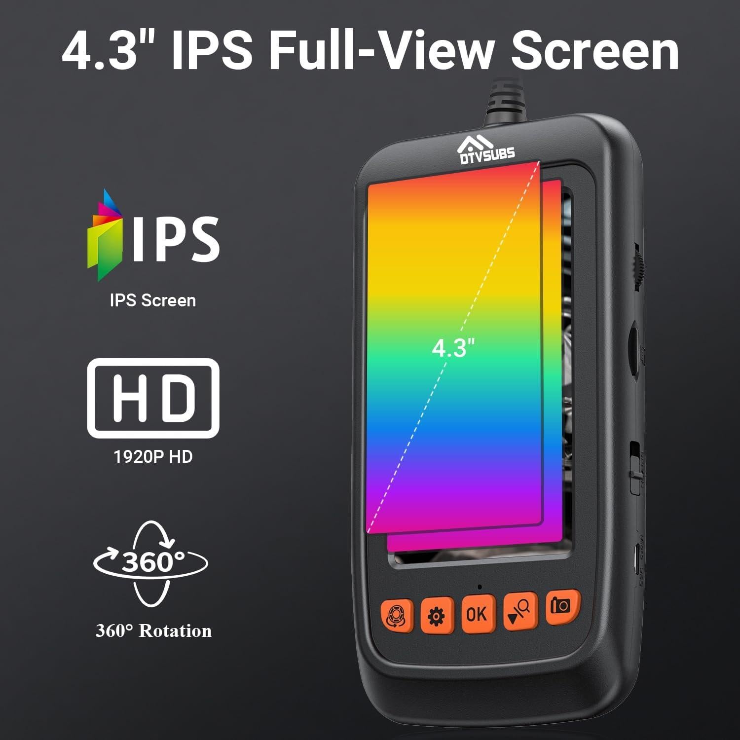 Cámara Endoscópica DTVSUBS JR101 1080P 4.3" con Luz y 5m